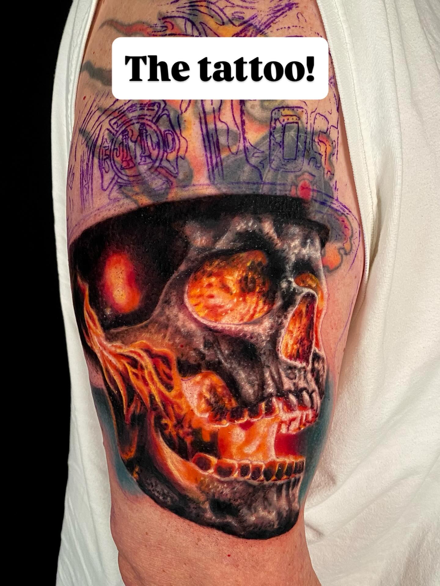 Skull realism tattoo on the forearm by Ava Grace