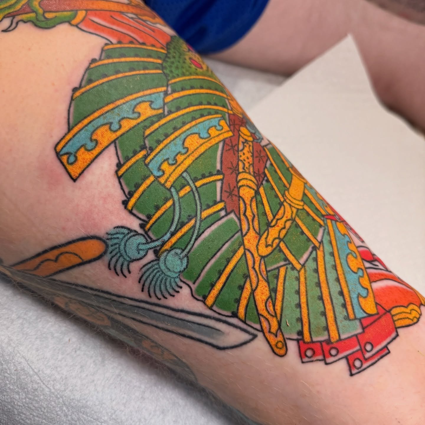 Mechanical wings geometric tattoo on the forearm by Jhon