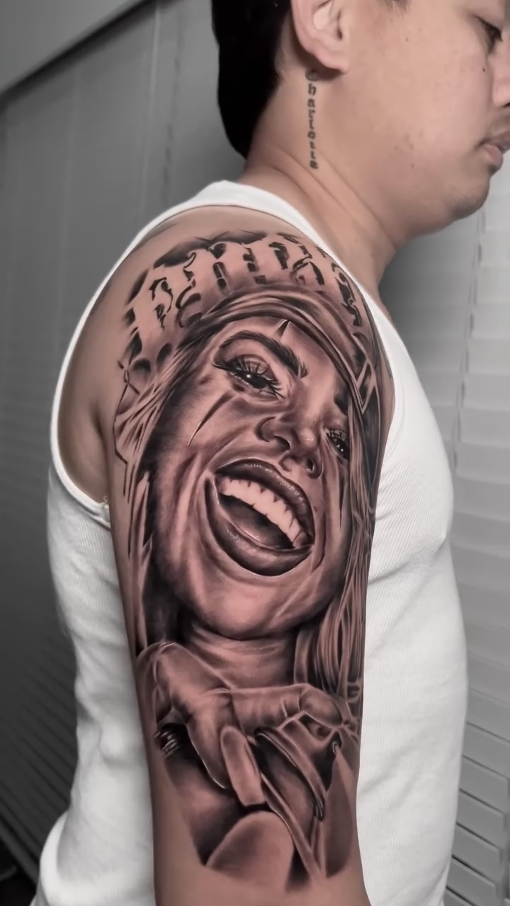 Tattoo by @yowmadfboy — realism, black_and_grey