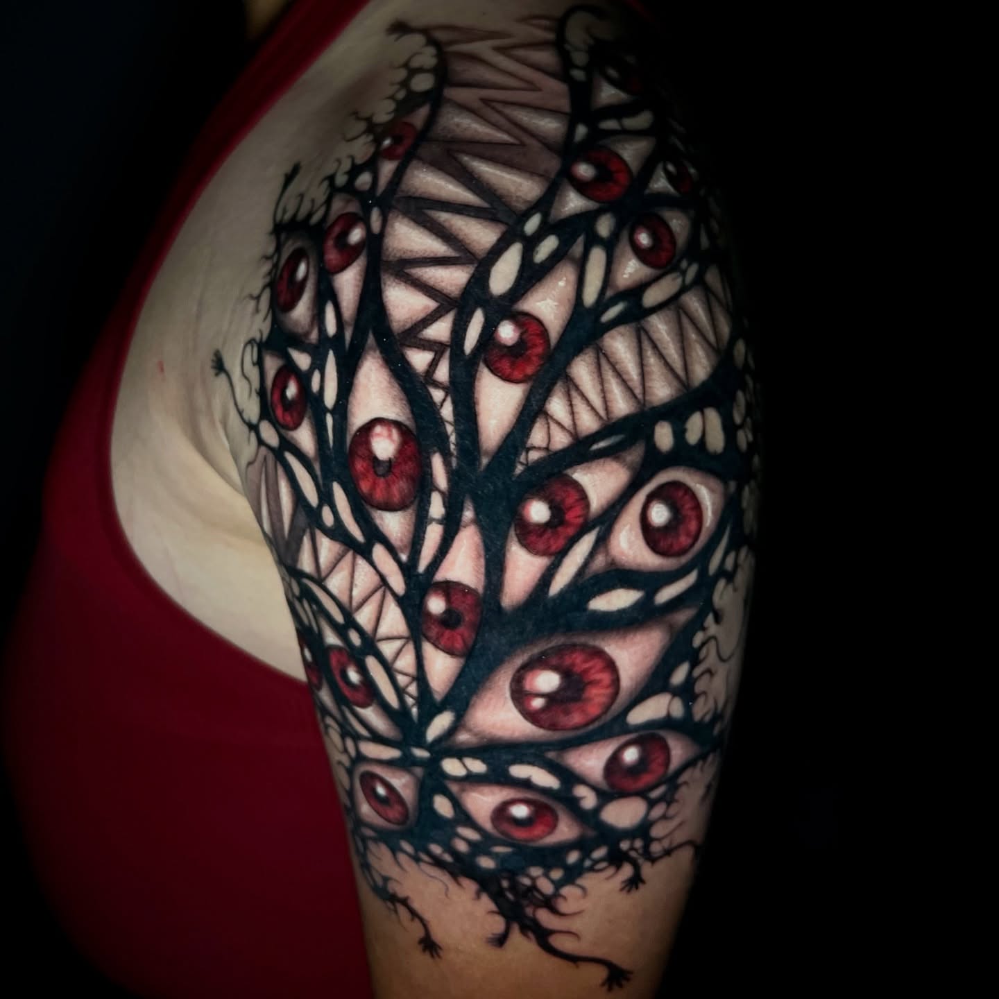 Tree with eyes dark realism tattoo on the forearm by ☆ Kelly ☆