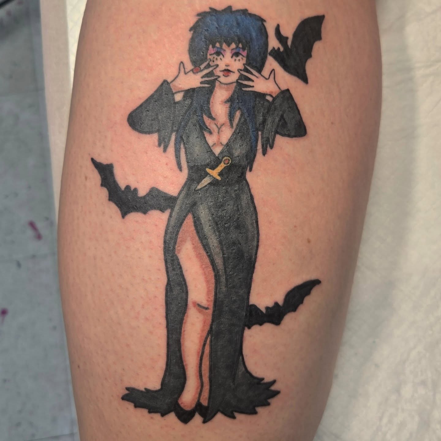 Vampire woman dark realism tattoo on the thigh by Abigail (Bgail) Boyd
