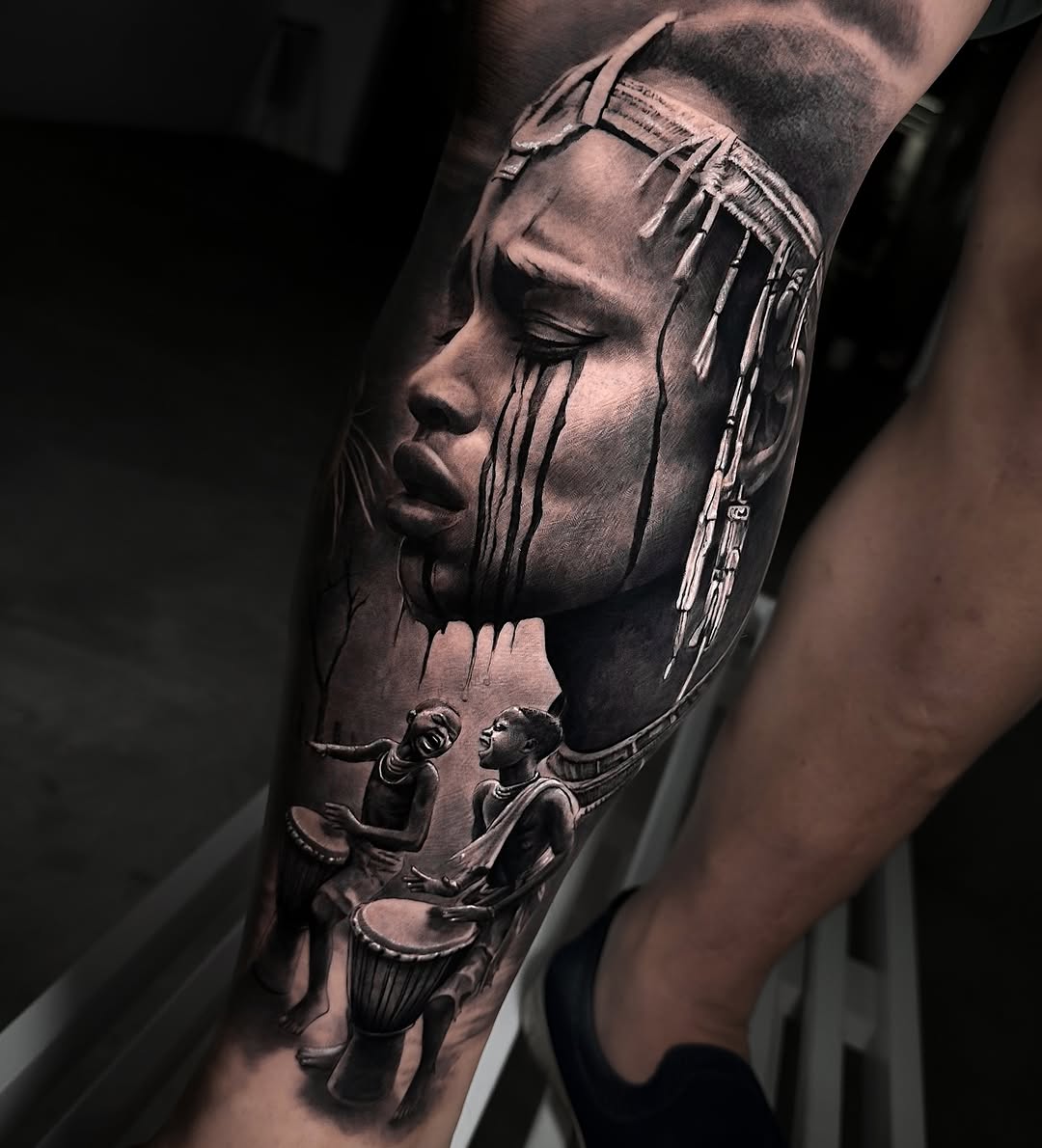 Tattoo by @davidbaenatattoo — realism, black_and_grey