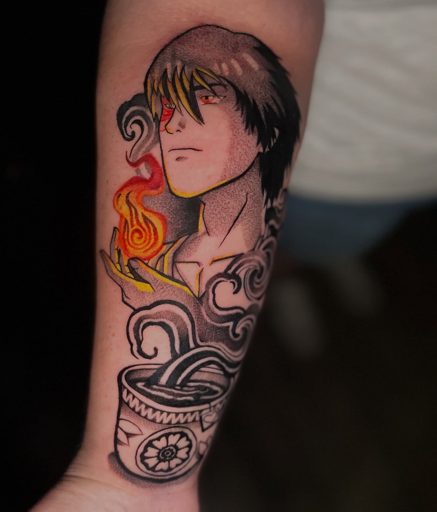 Anime character anime tattoo on the forearm by Colton🎨