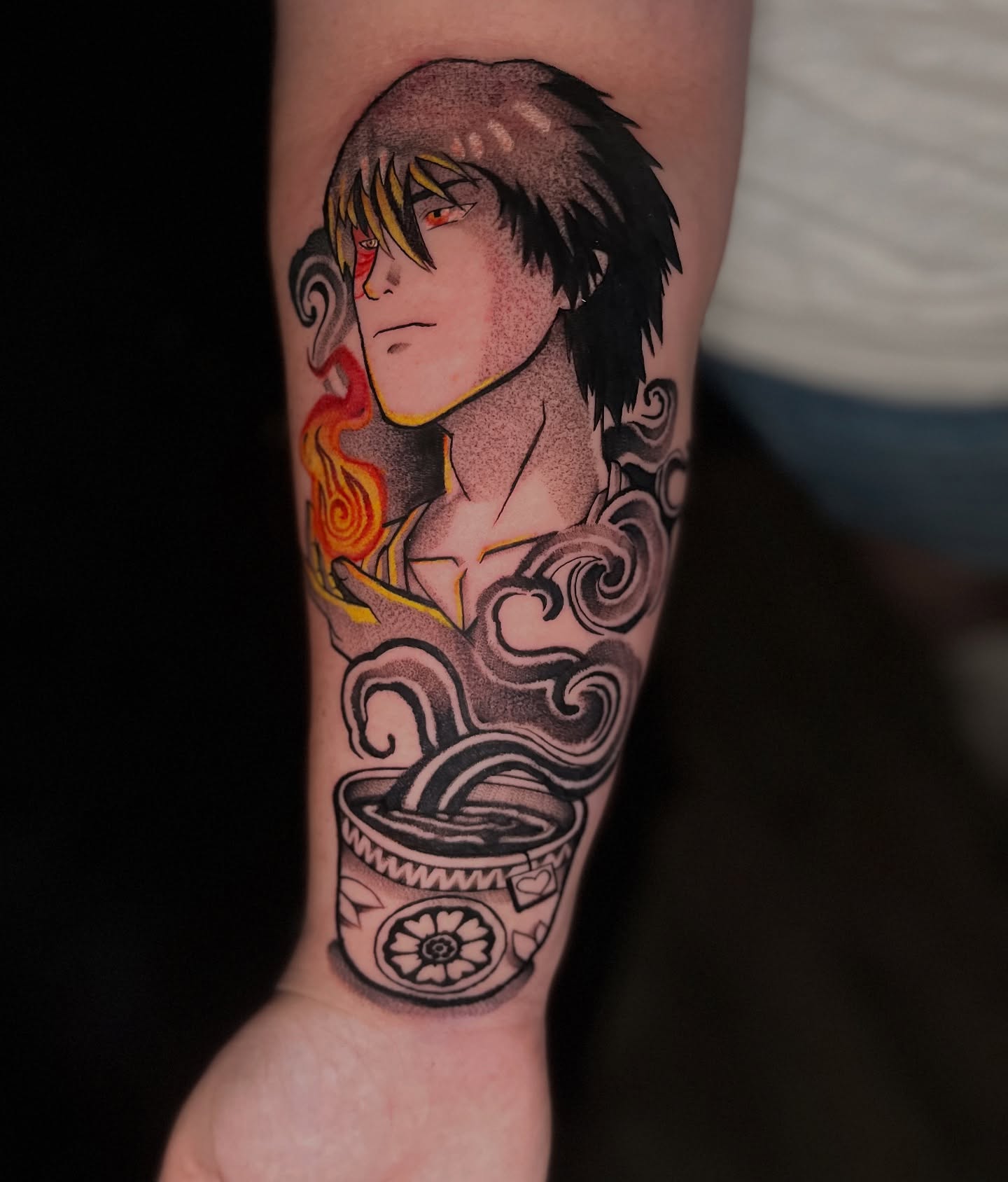 Tattoo by @strangecxncept — anime, dotwork