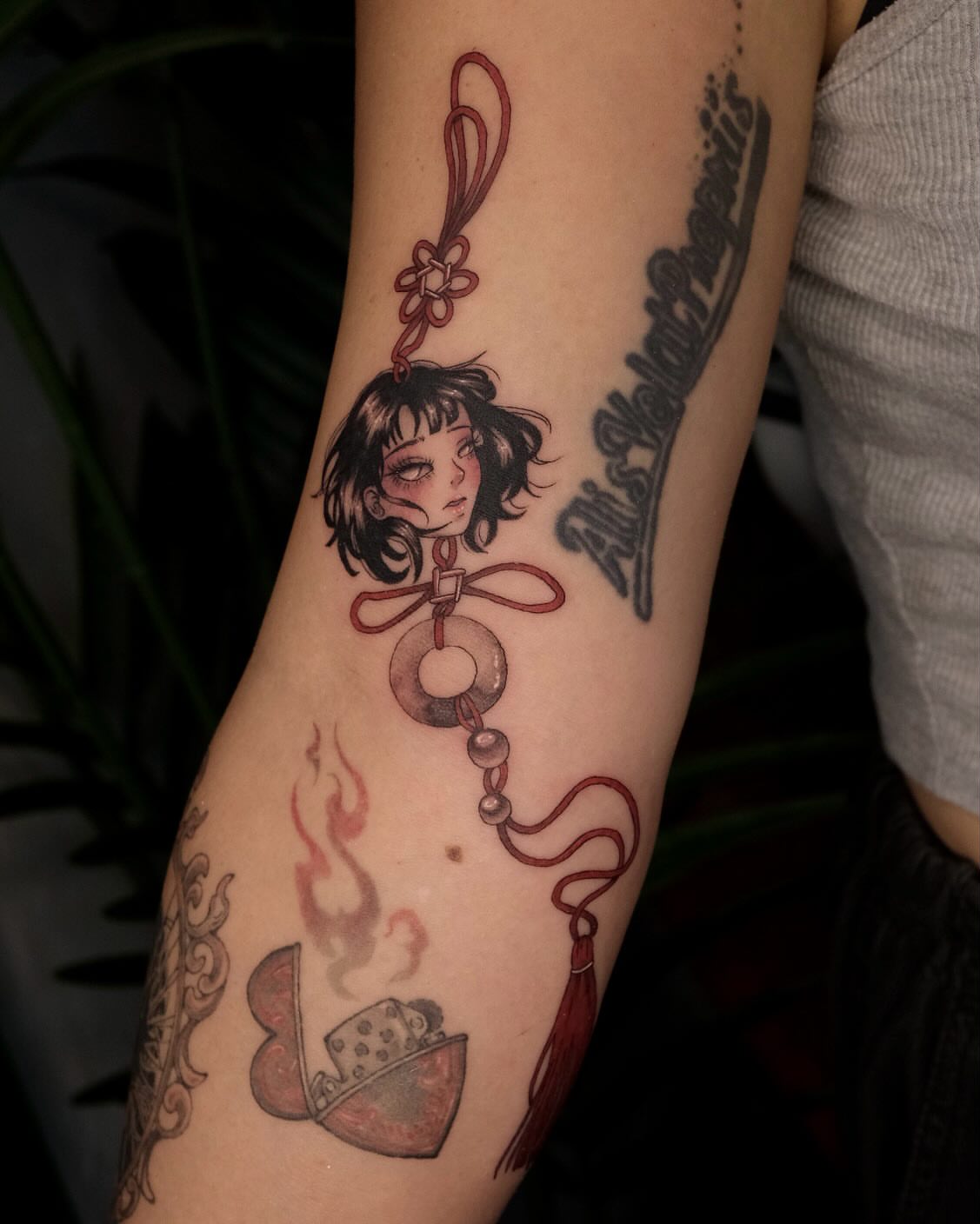 Tattoo by @misaxinks — dotwork, anime