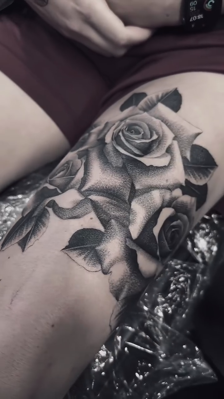 Tattoo by @beholds_ — black_and_grey, realism