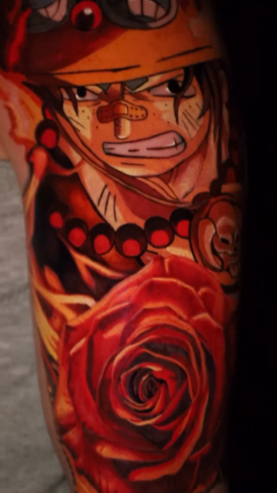 Portgas D. Ace from One Piece anime tattoo by Bryan Palacios