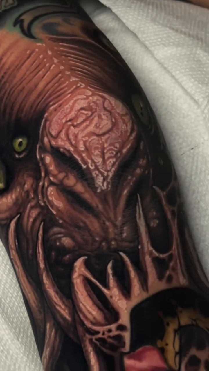 Tattoo by @aaronmtattoos — dark_realism, trash_polka