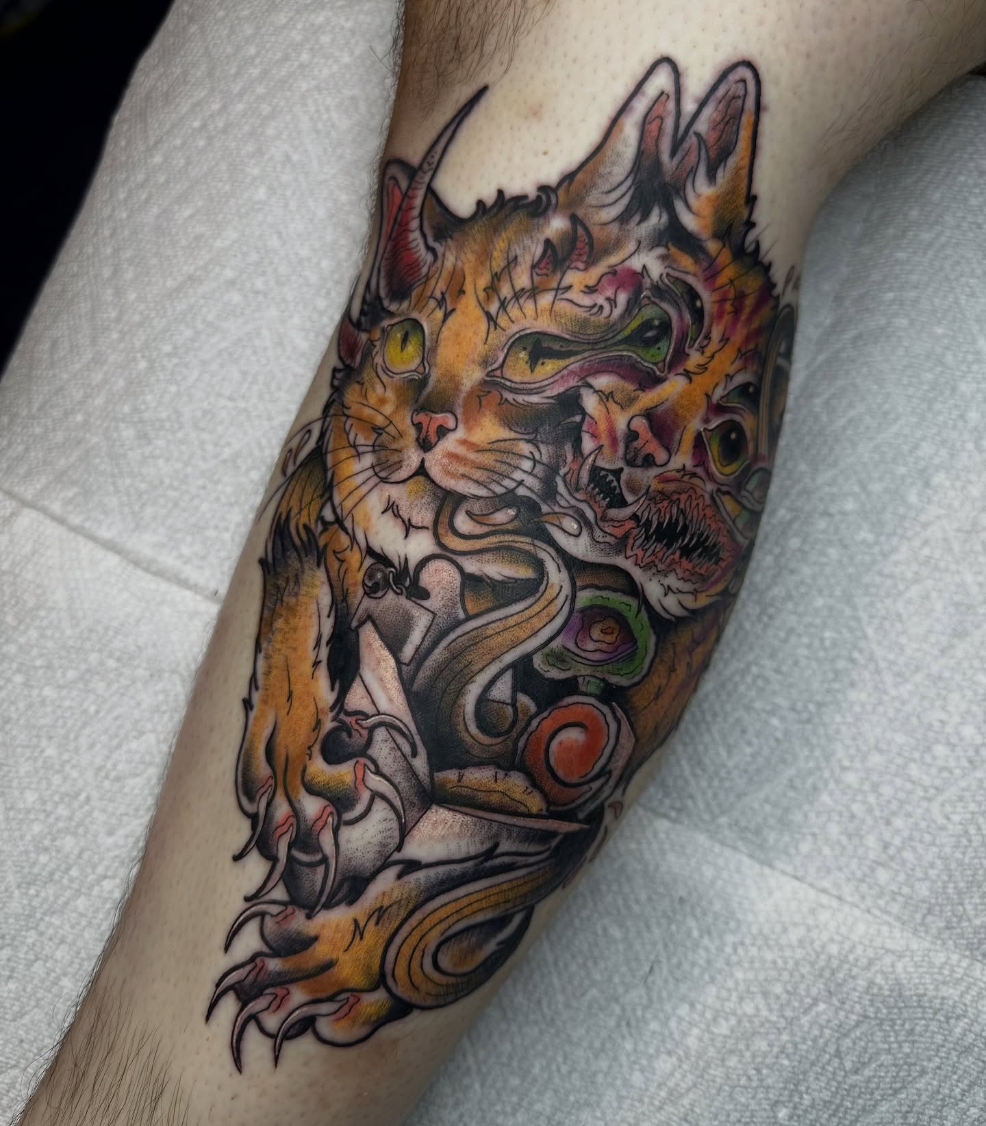 Tattoo by @gutterteeth — japanese_irezumi, dotwork