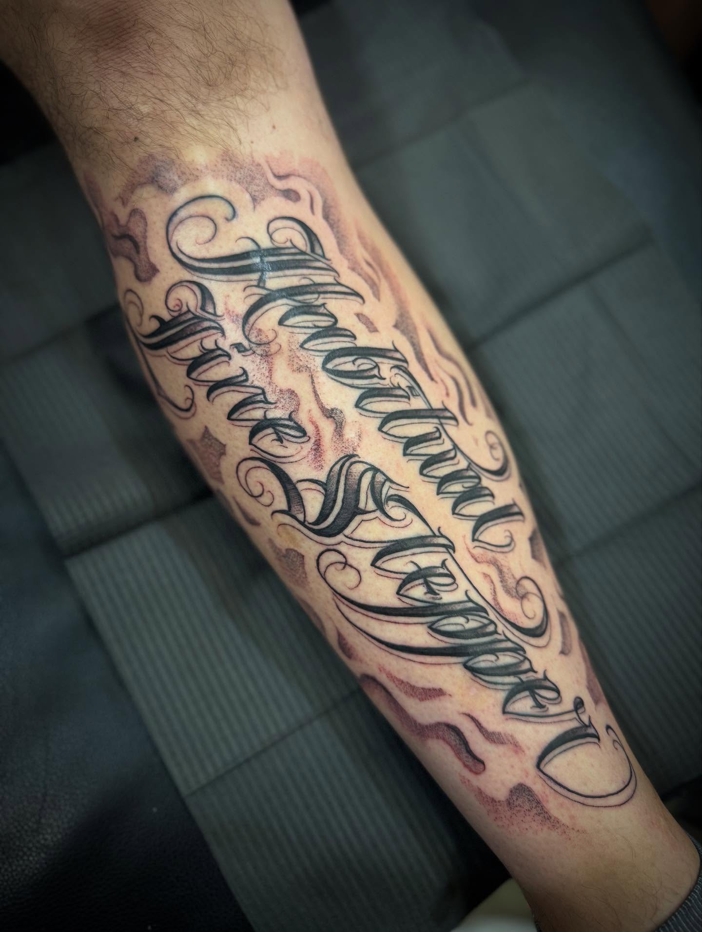 Tattoo by @cesarbee — lettering_script