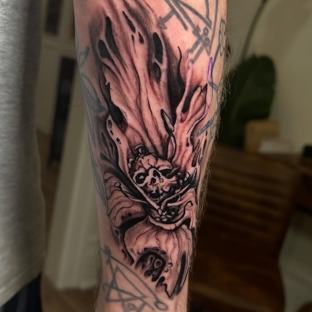 Tattoo by @joe_antonio_tattoos — dark_realism, black_and_grey