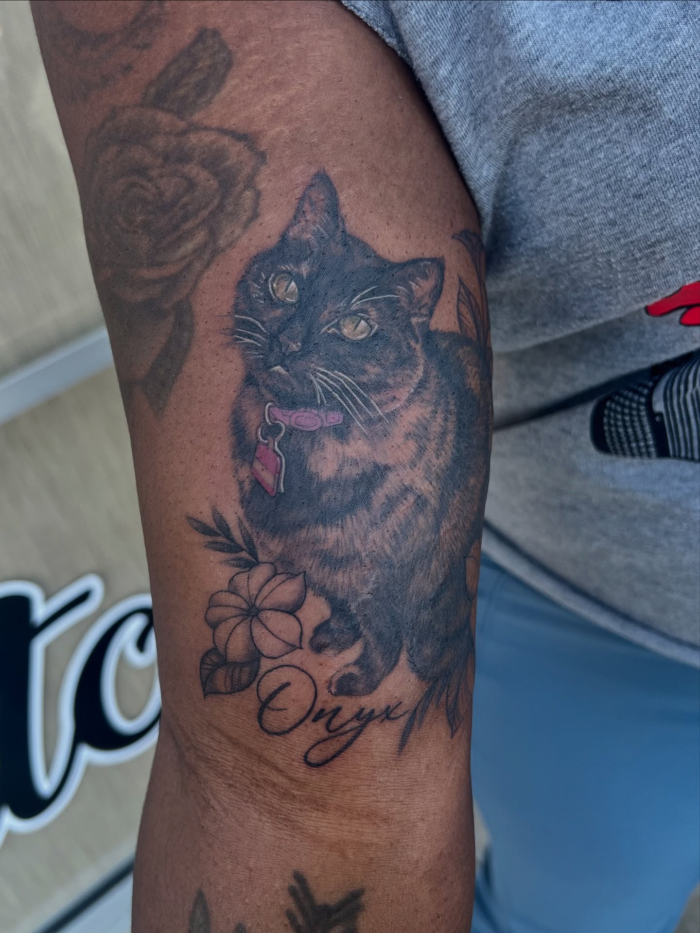 Cat realism tattoo on the forearm by tatman cris 🥀 dfw tattoo artist