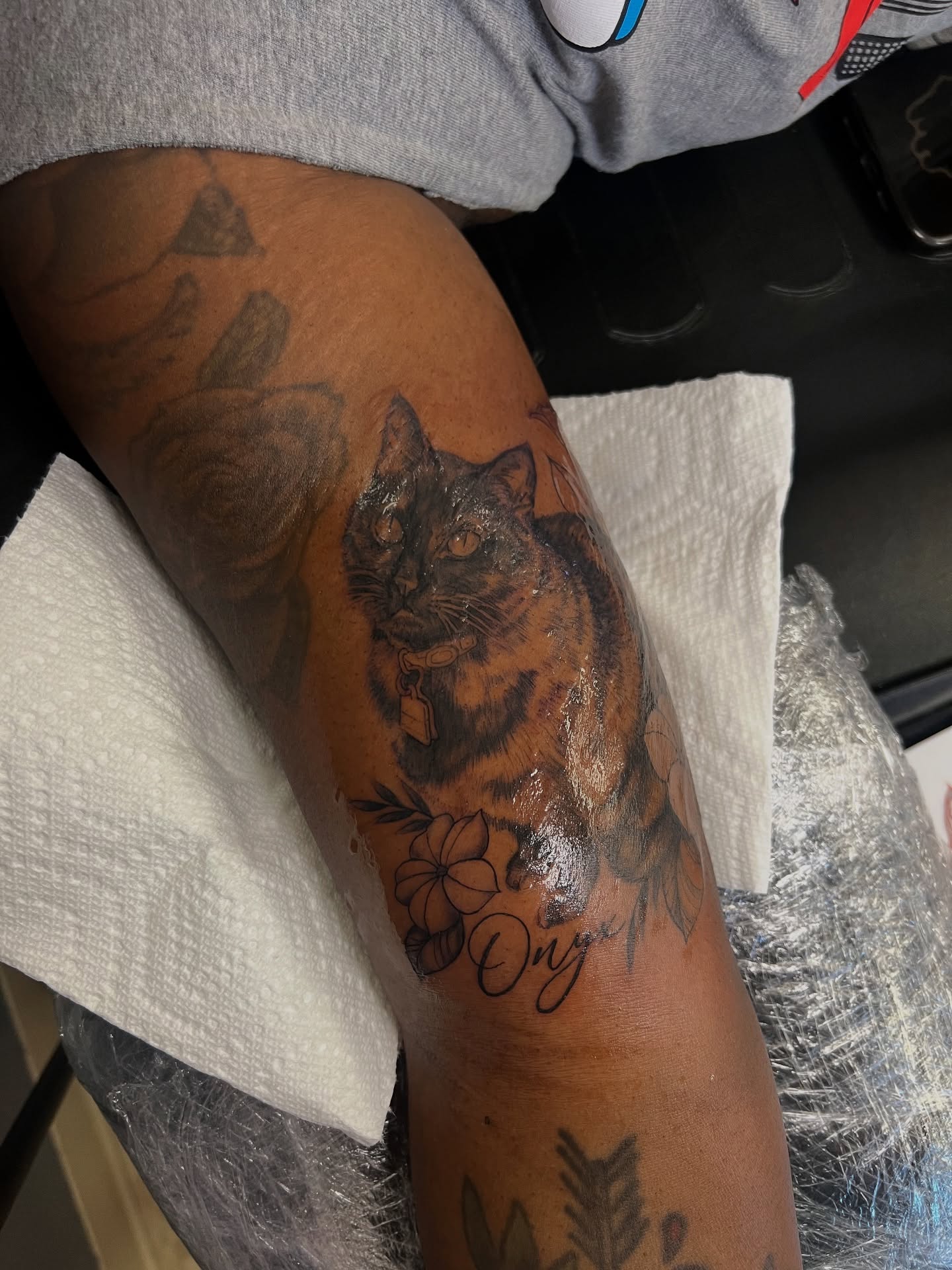 Cat realism tattoo on the forearm by tatman cris 🥀 dfw tattoo artist