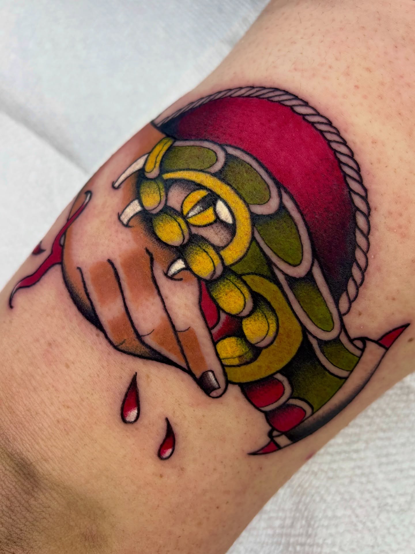 Snake American traditional tattoo on the forearm by ✩ Tattoo ✩, Las Vegas, Nevada