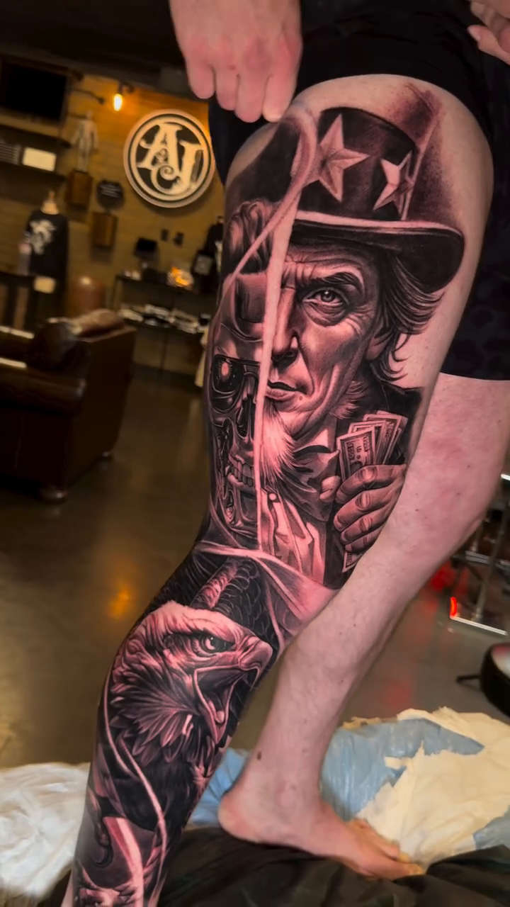 Uncle Sam and eagle realism tattoo by ⚜️Felipe Parada⚜️