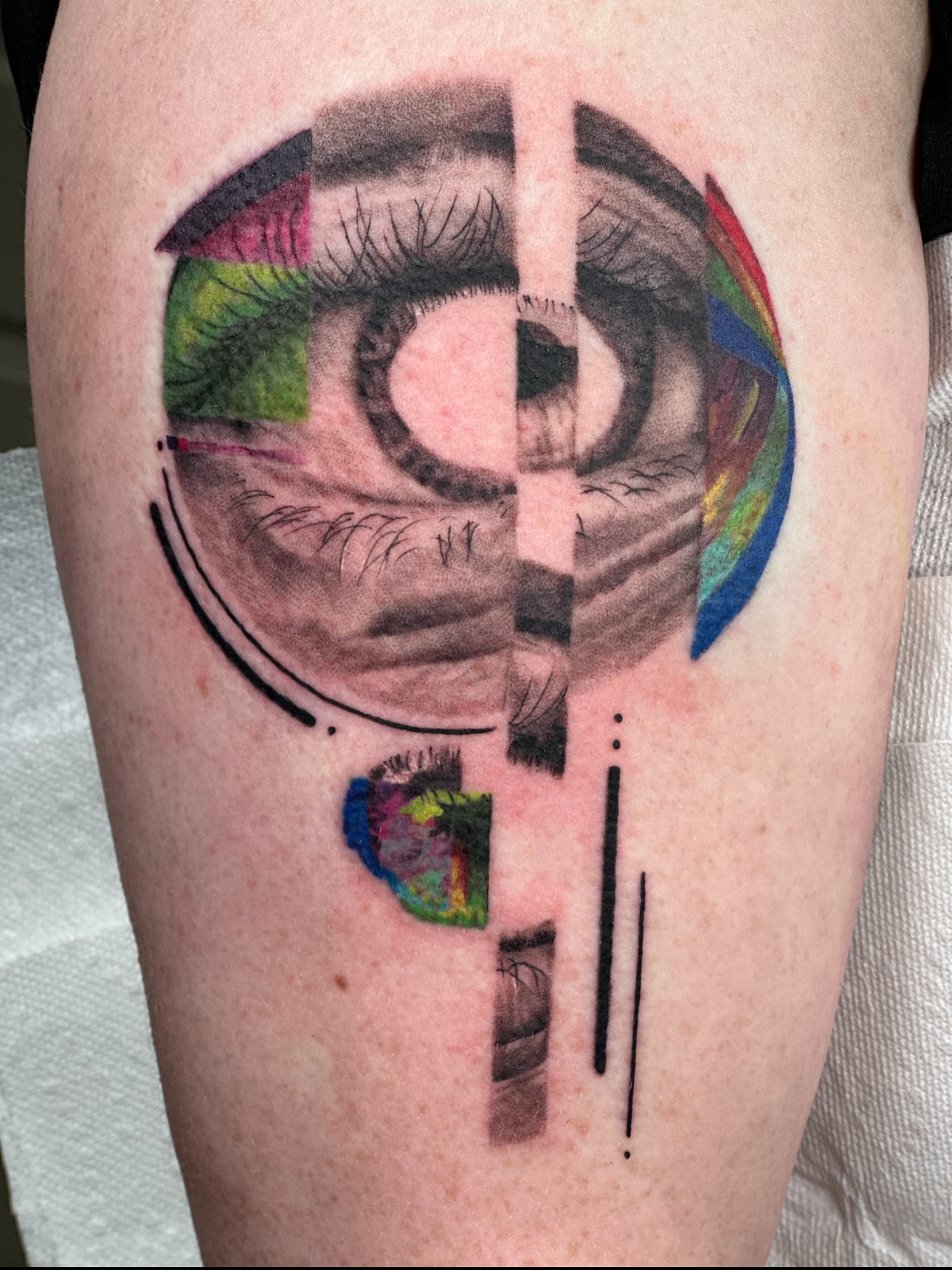 Eye realism tattoo on the thigh by Nashville Tattoo Artist - Nicolette Madlyne