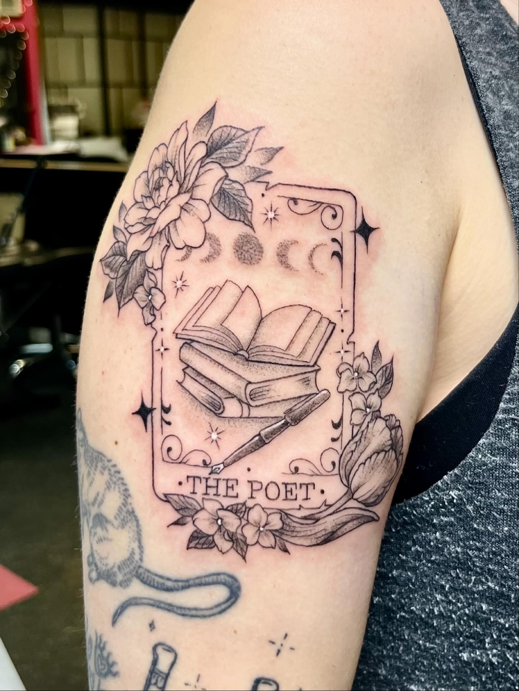 Tattoo by @j9ladylucktattoo — black_and_grey