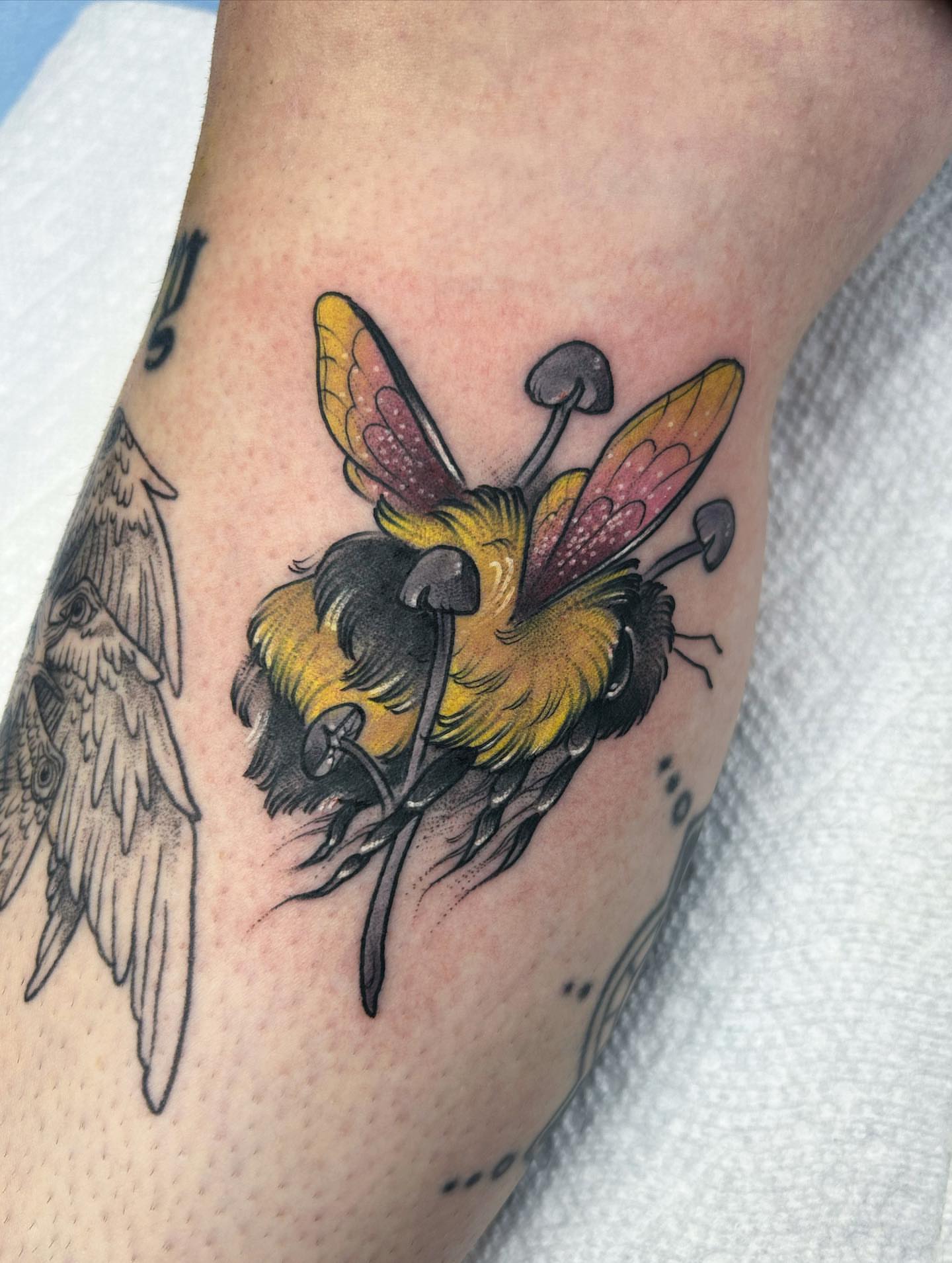 Bee realism tattoo on the forearm by Tatijana., Kettering, Ohio