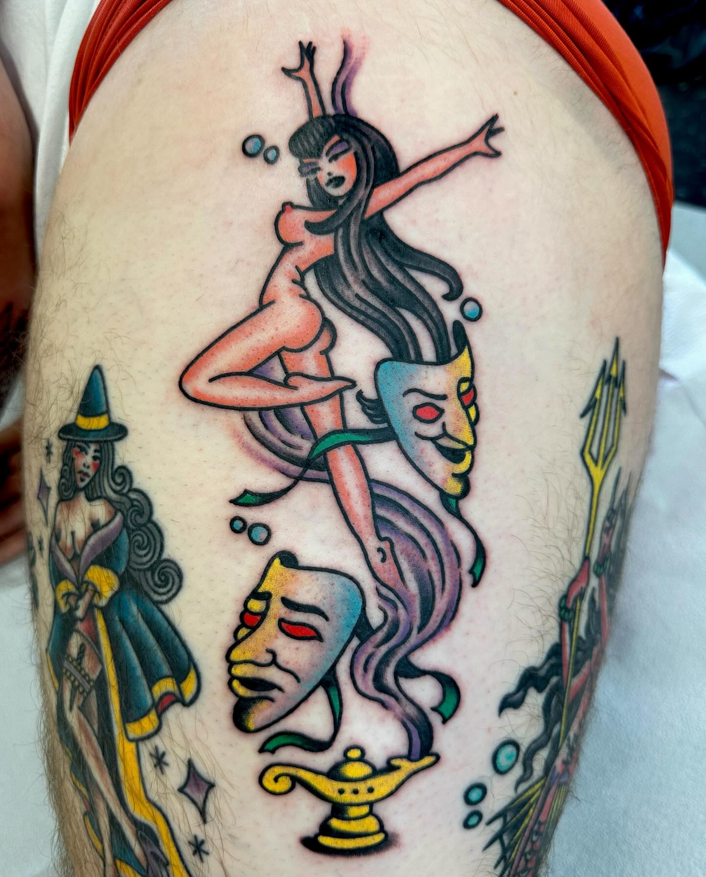 Tattoo by @daviddevaney_ — american_traditional, dotwork