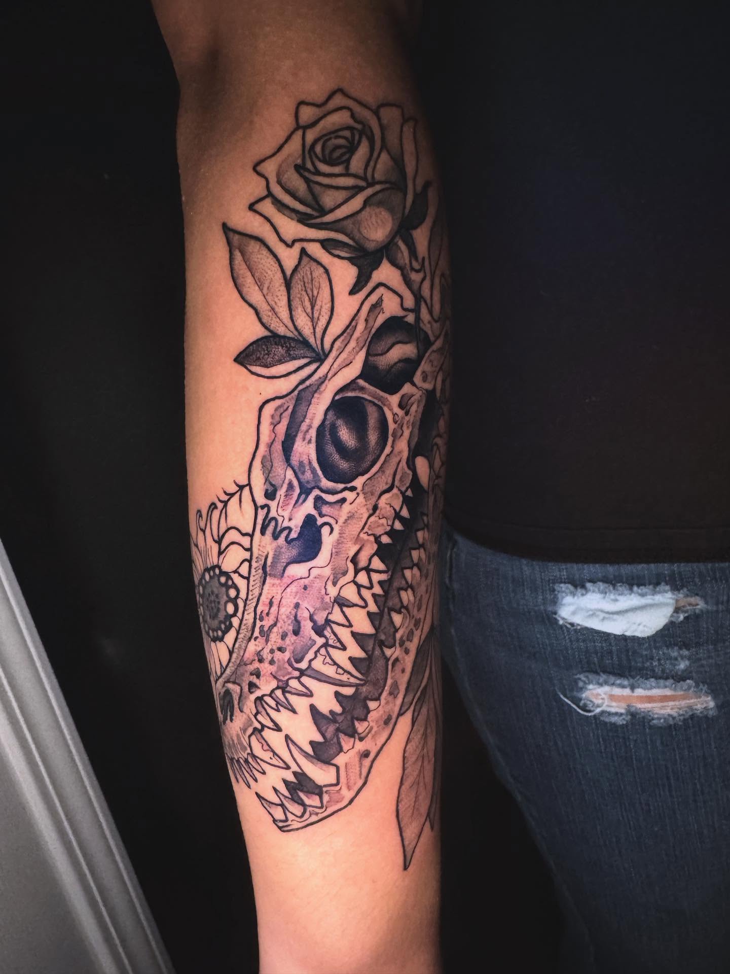 Tattoo by @gatorgirltattoo — black_and_grey, realism