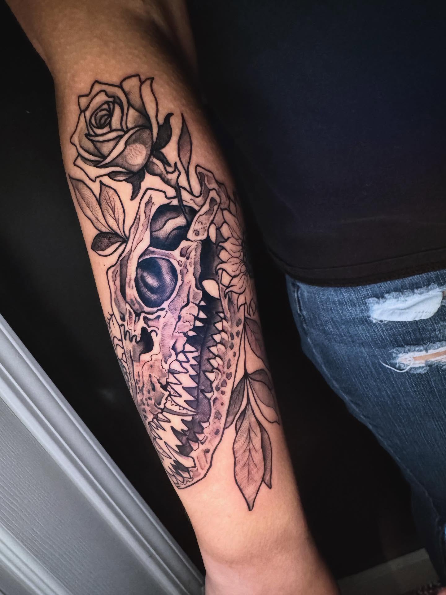 Tattoo by @gatorgirltattoo — black_and_grey, realism