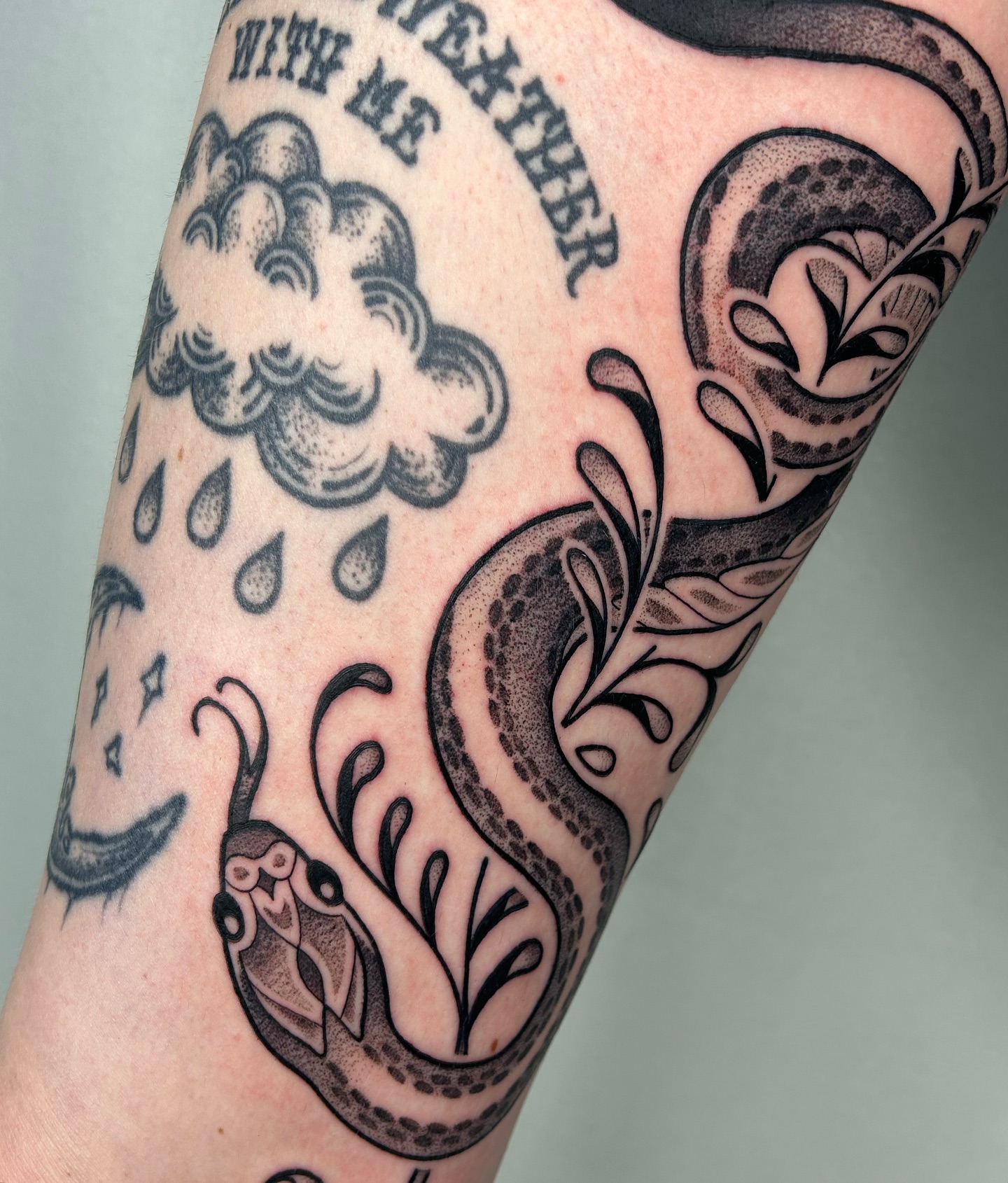Tattoo by @cicadanymph — american_traditional, dotwork