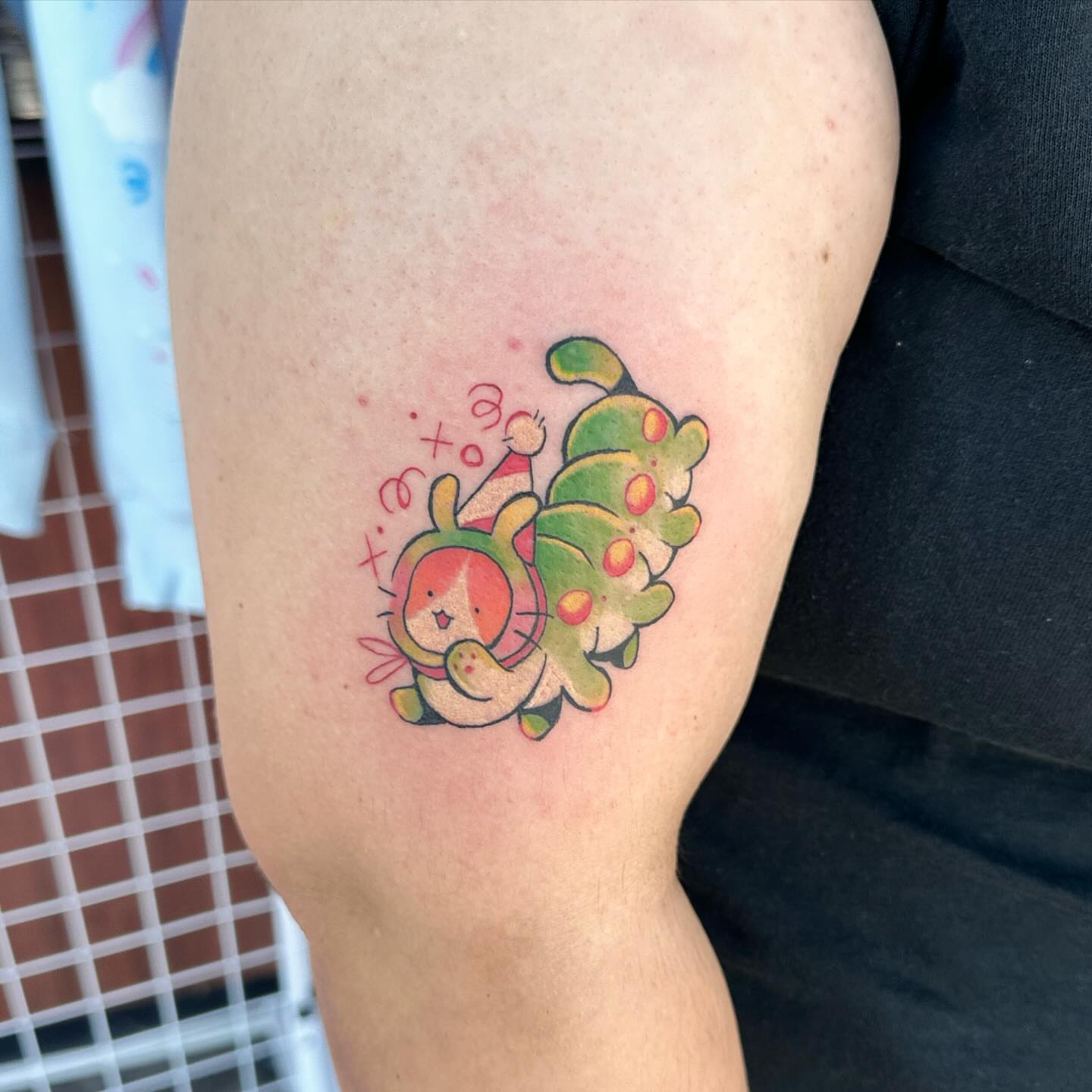 Tattoo by @pinbug — dotwork, anime