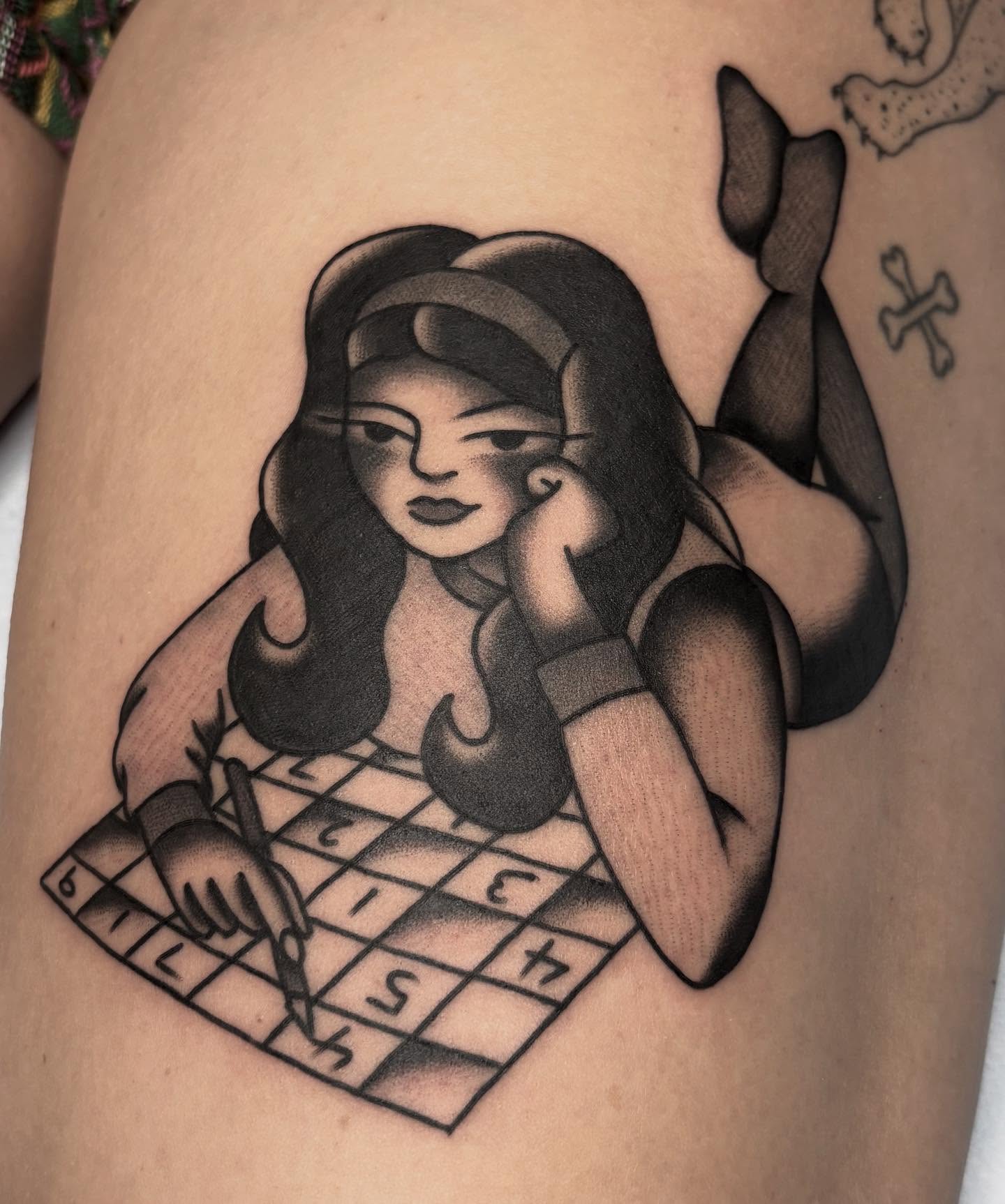 Tattoo by @homesicktat2 — black_and_grey