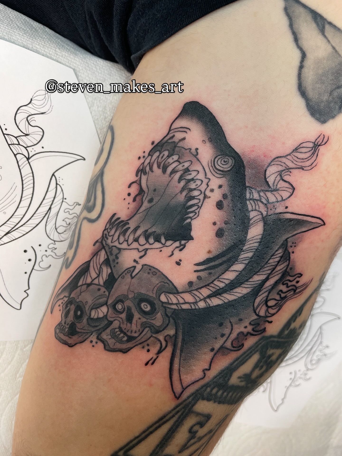 Tattoo by @steven_makes_art — black_and_grey, realism