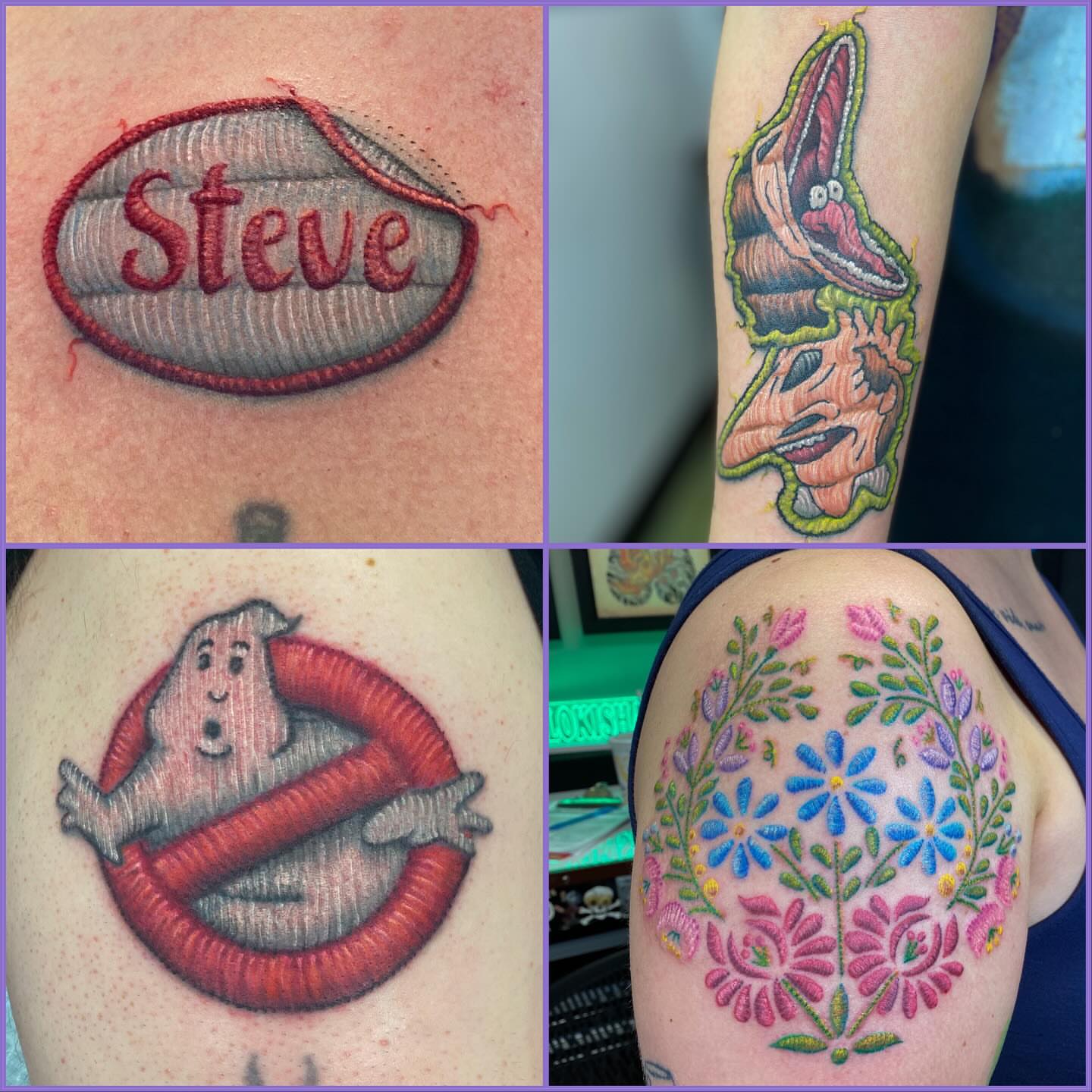 Ghostbusters logo American traditional tattoo on the upper arm by Loki Shane DeFriece