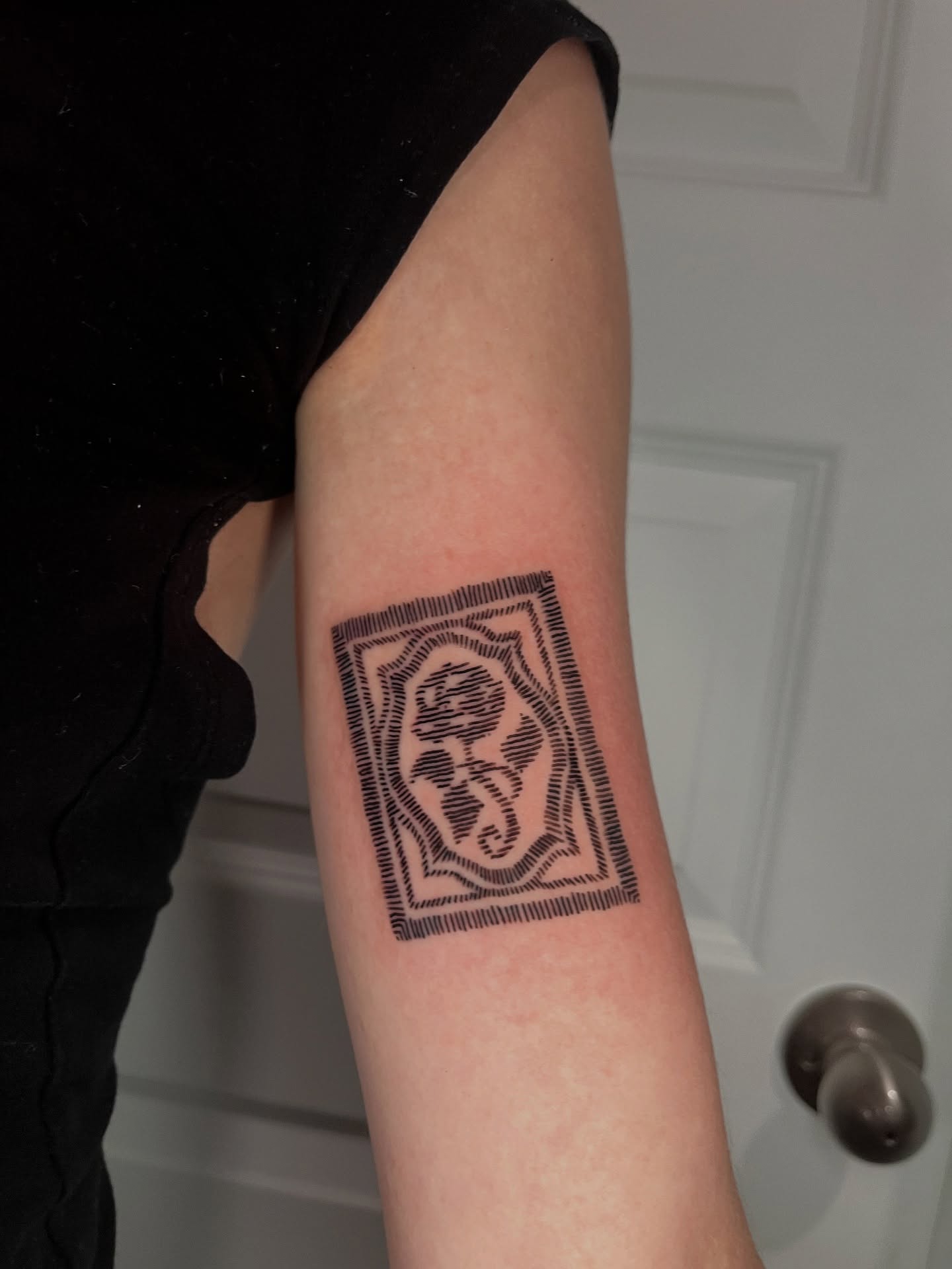 Book with elephant black and grey tattoo on the forearm by layne