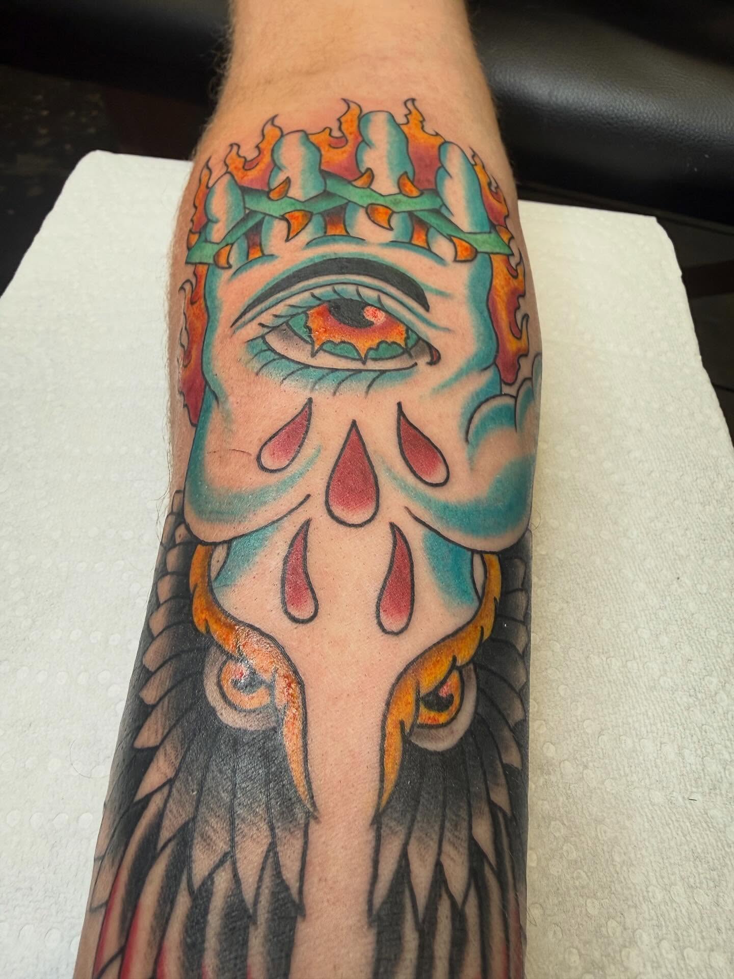 Tattoo by @eaglescreeech — american_traditional, dotwork
