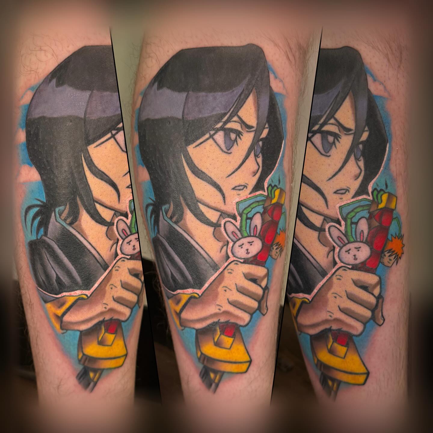 Anime character anime tattoo on the forearm by Romans