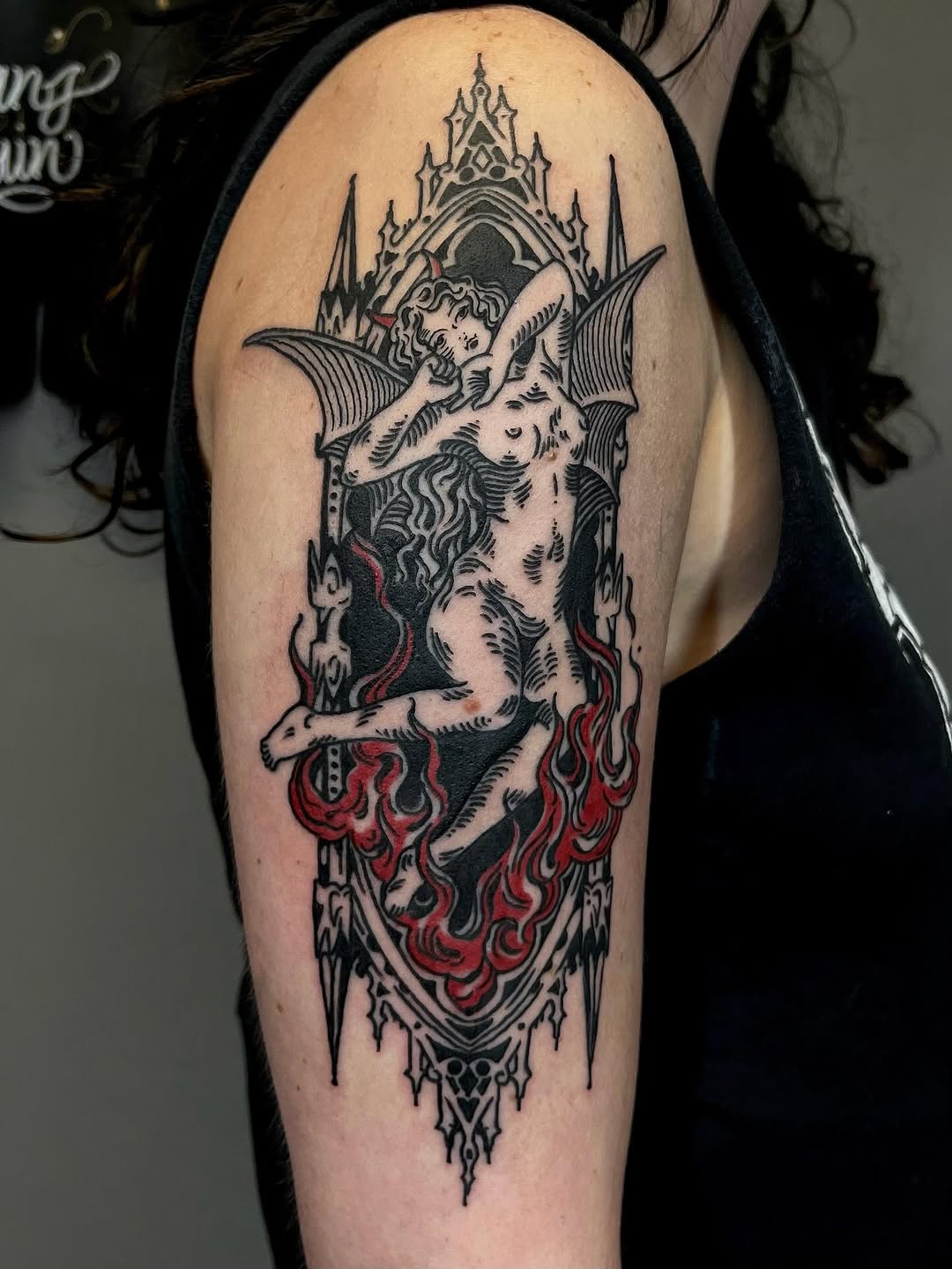 Tattoo by @hannah_ruddell — blackwork, dark_realism