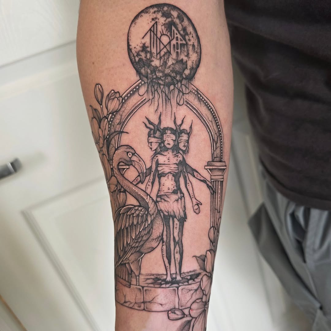 Tattoo by @letdanipokeyou — black_and_grey, dark_realism