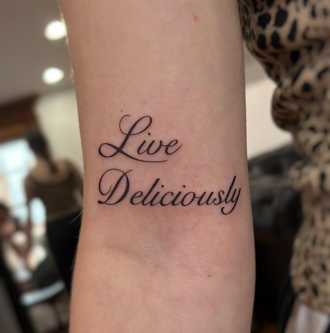 Tattoo by @aliciamarietattoo — lettering_script, fine_line