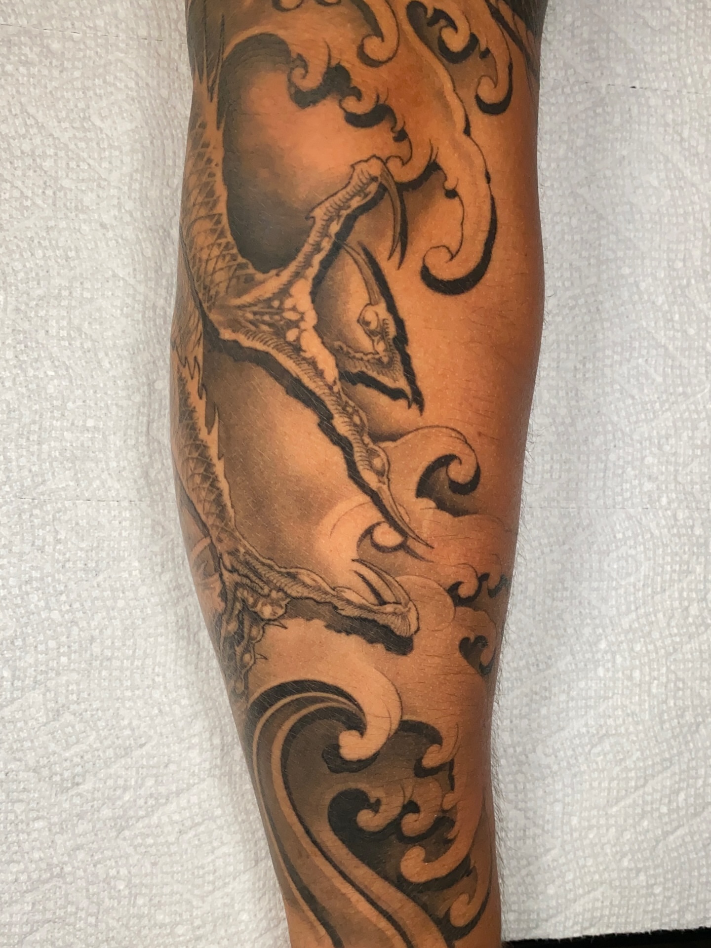 Dragon japanese irezumi tattoo on the forearm by Gerardo Brawder