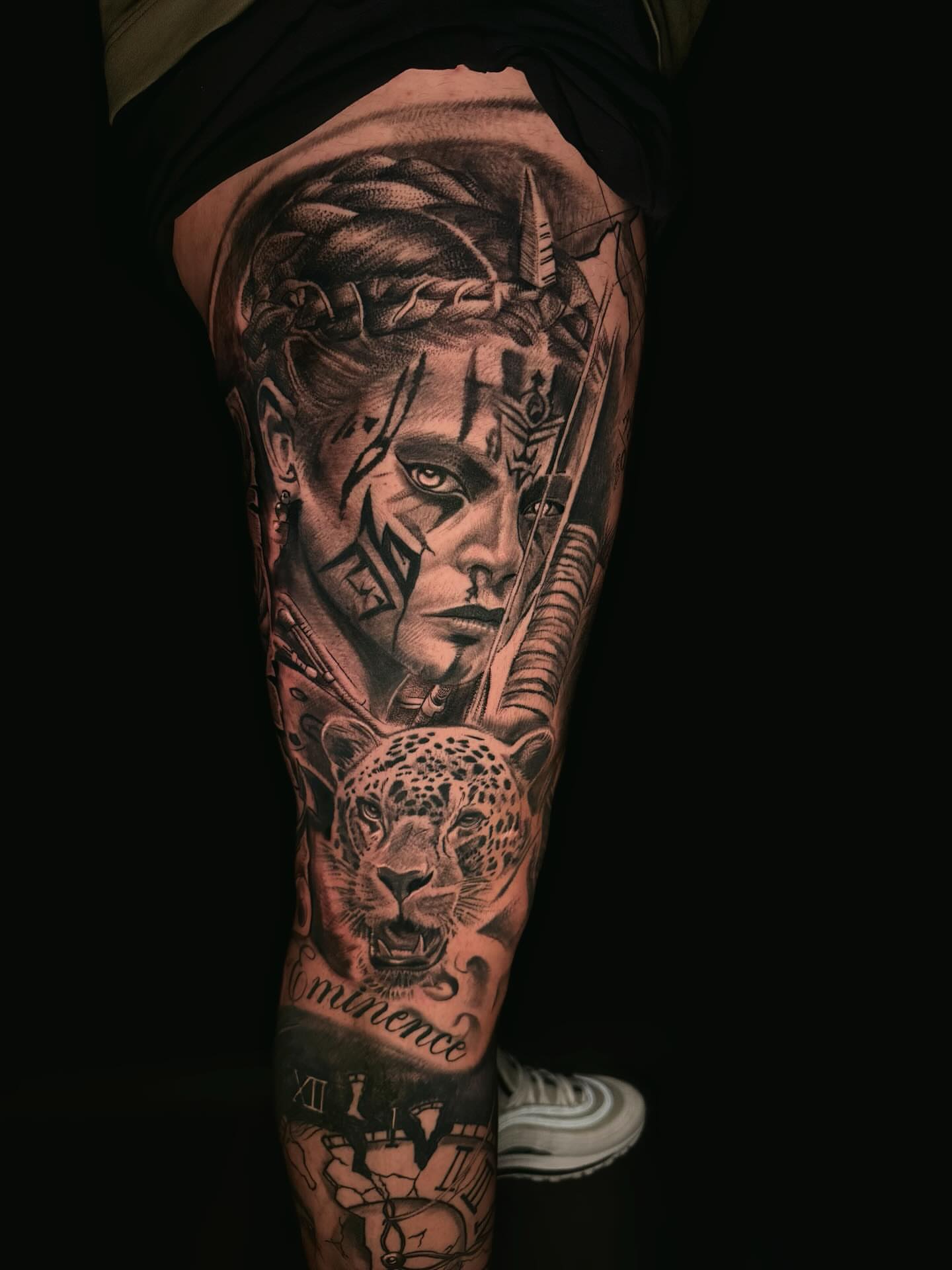 Portrait with leopard realism tattoo on the forearm by ☆ LULU ☆ Licence No. 108595