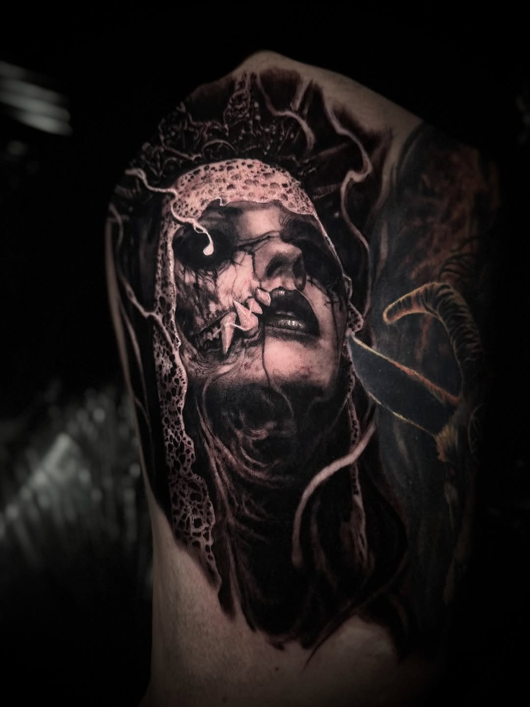 Tattoo by @getchucked13 โ dark_realism, black_and_grey