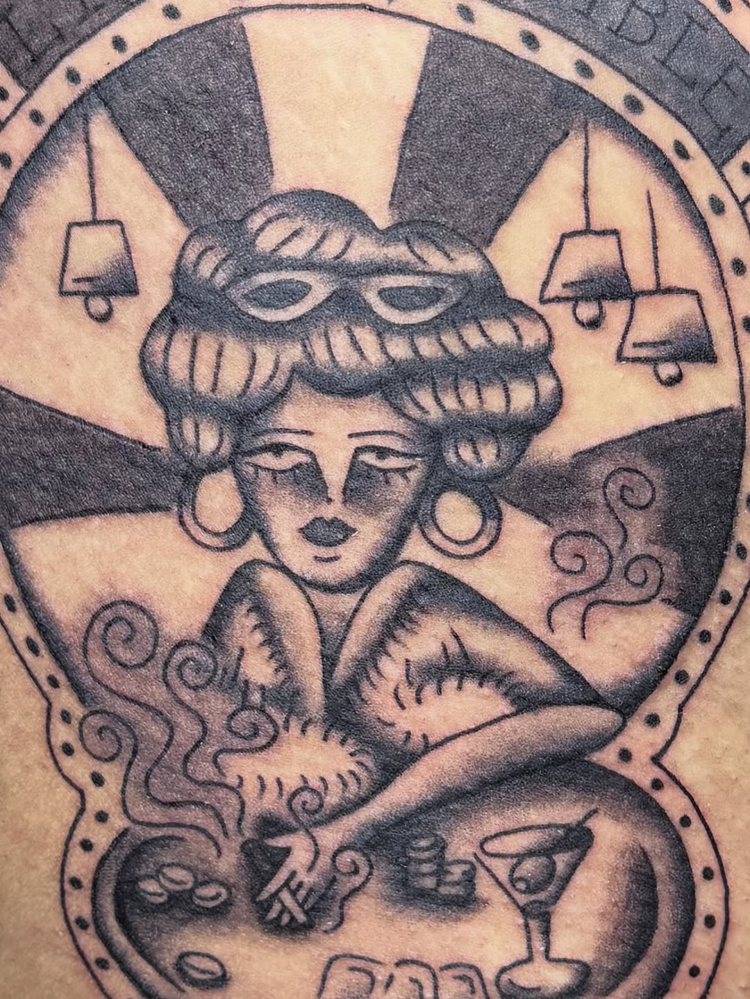 Tattoo by @divinearcaneart — american_traditional, black_and_grey