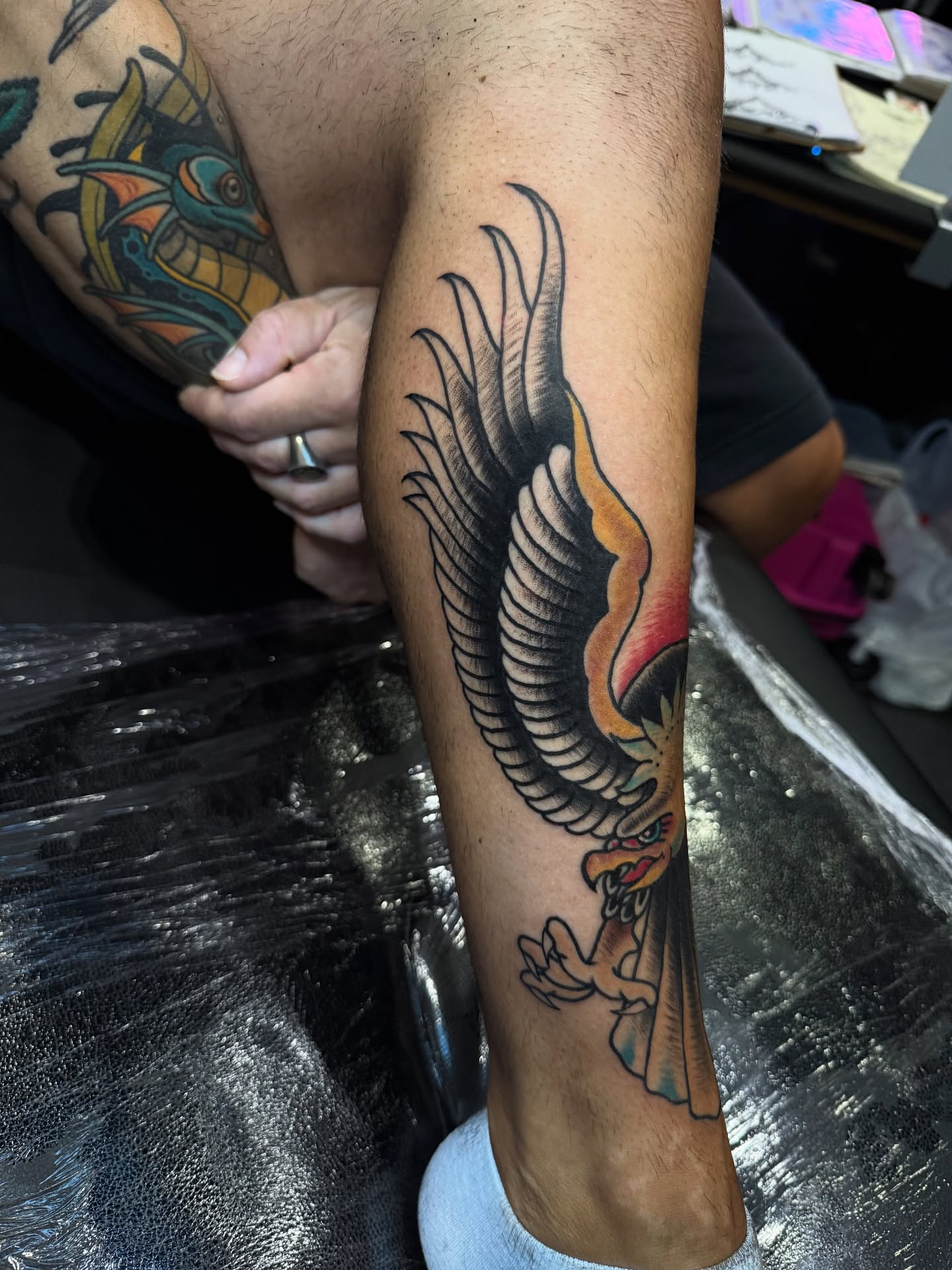 Eagle American traditional tattoo on the forearm by Alessandro Pennella