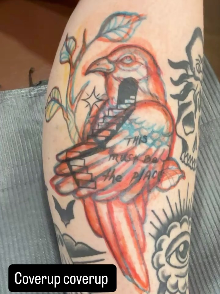 Bird American traditional tattoo on the forearm by Brandie Caroline, Somers Point, New Jersey