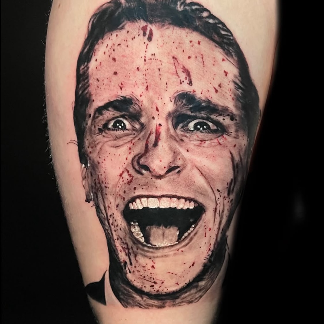 Horror movie character realism tattoo on the forearm by Nicholas Misitano