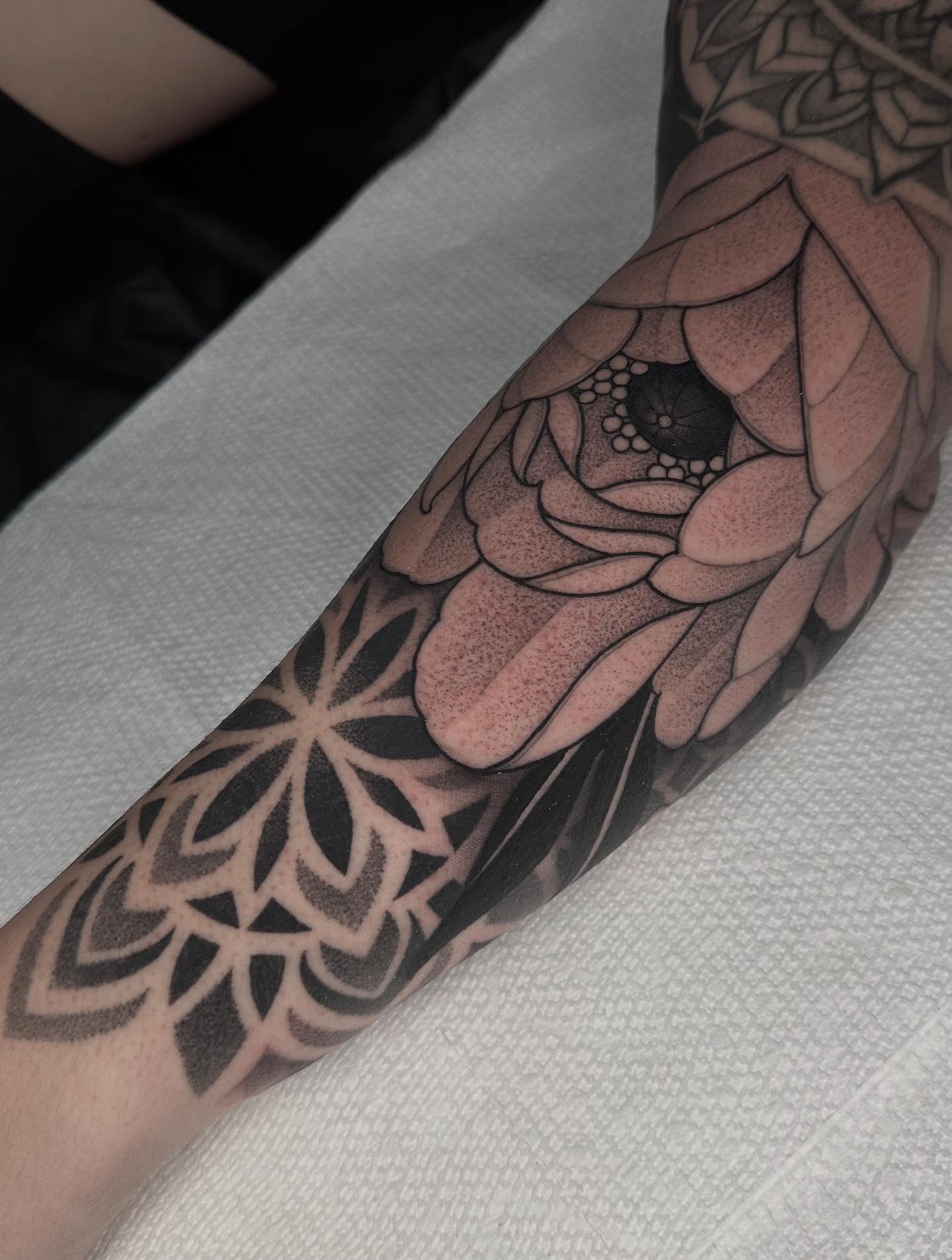 Tattoo by @kevinjohnson_143 — dotwork, black_and_grey