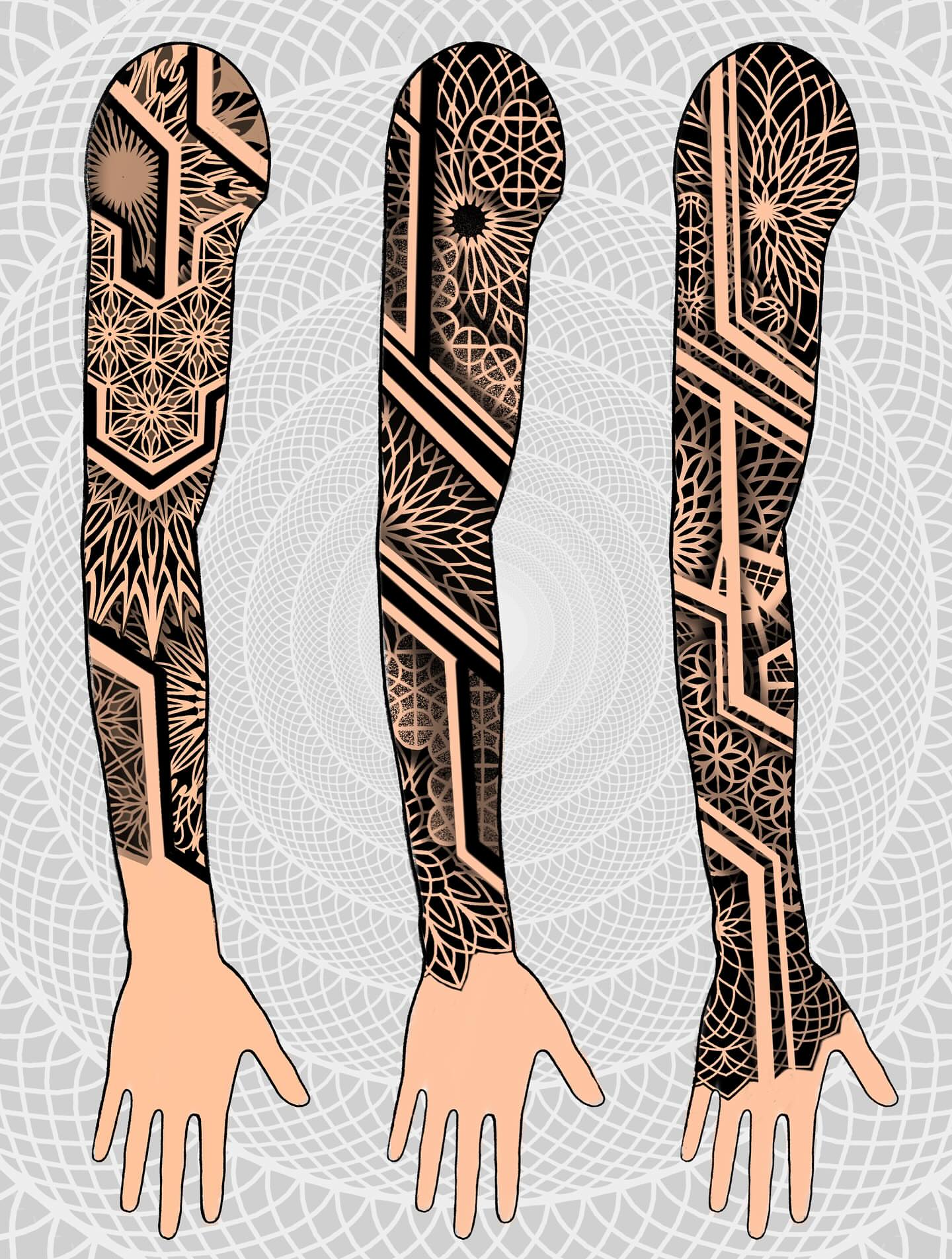 Geometric patterns geometric tattoo on the upper arm by Kevin Johnson
