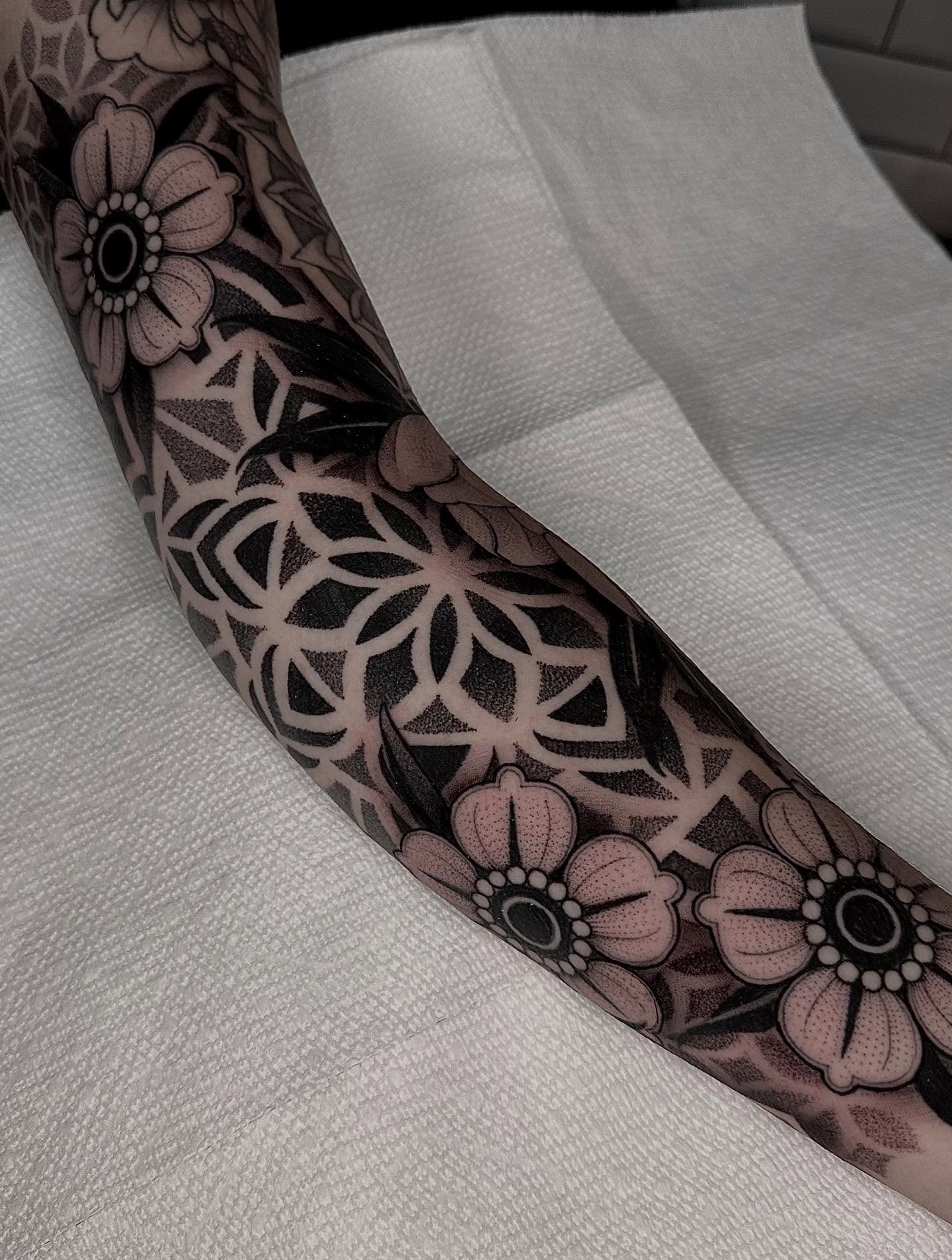Tattoo by @kevinjohnson_143 — black_and_grey, geometric