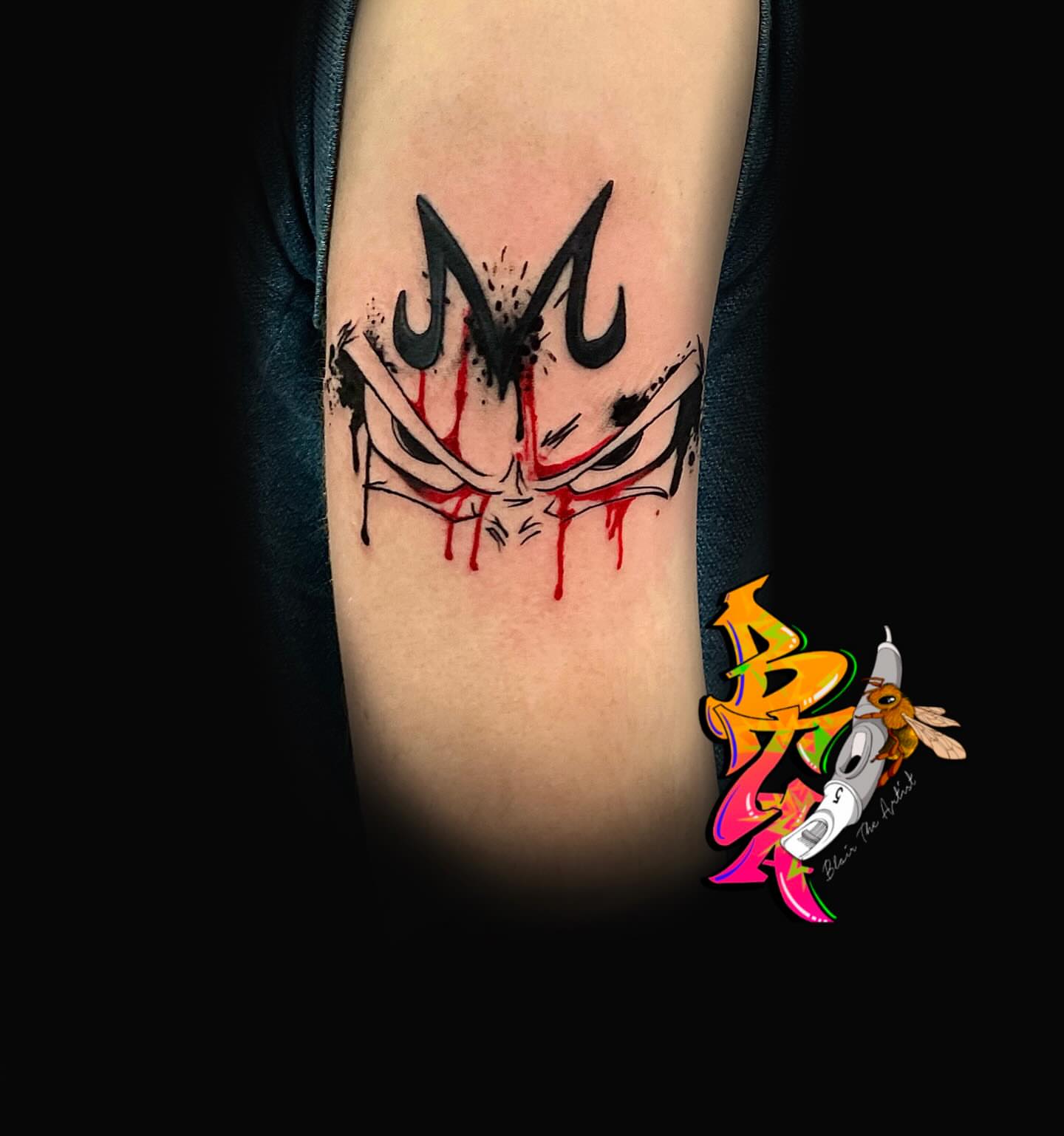 Demon face dark realism tattoo on the forearm by Blair The Artist!