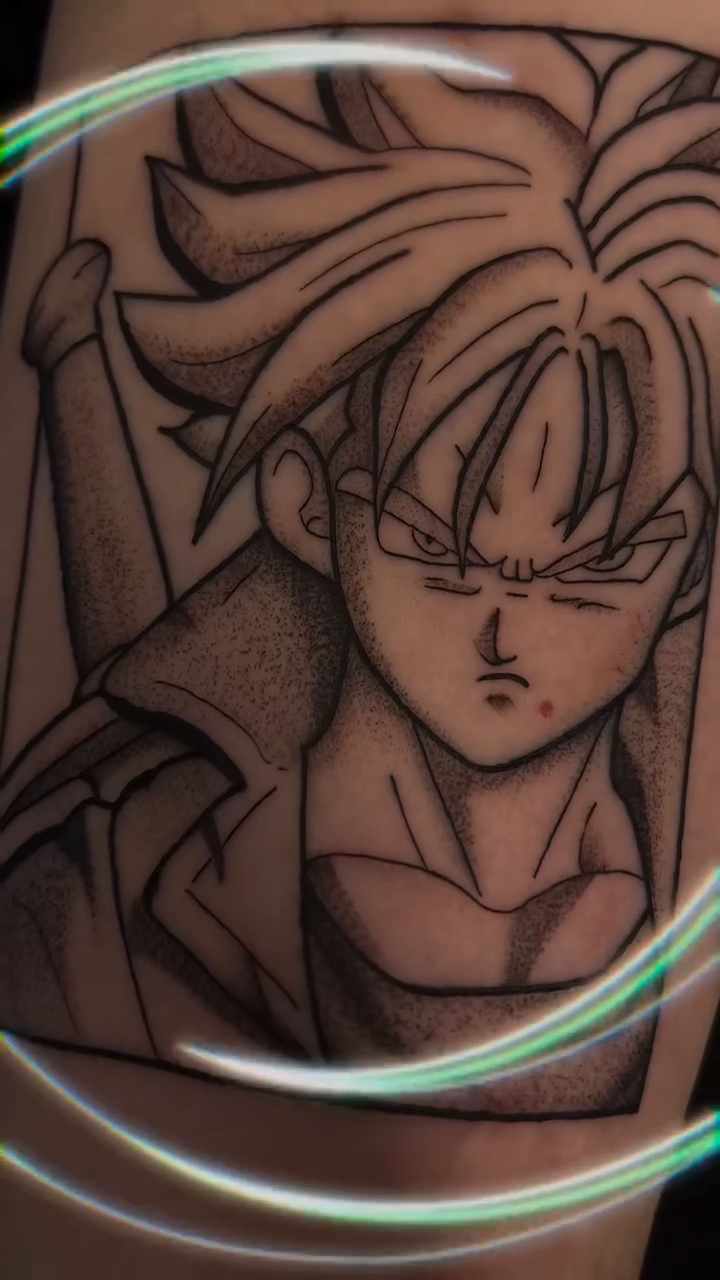 Trunks from Dragon Ball Z anime tattoo by Ryan Walker