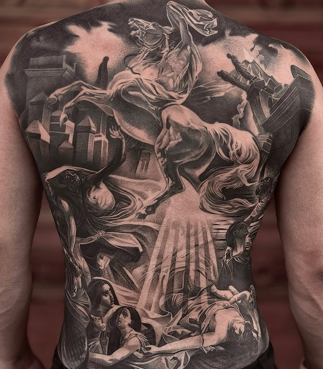 Realism tattoo on the back by sacramento tattoo CA