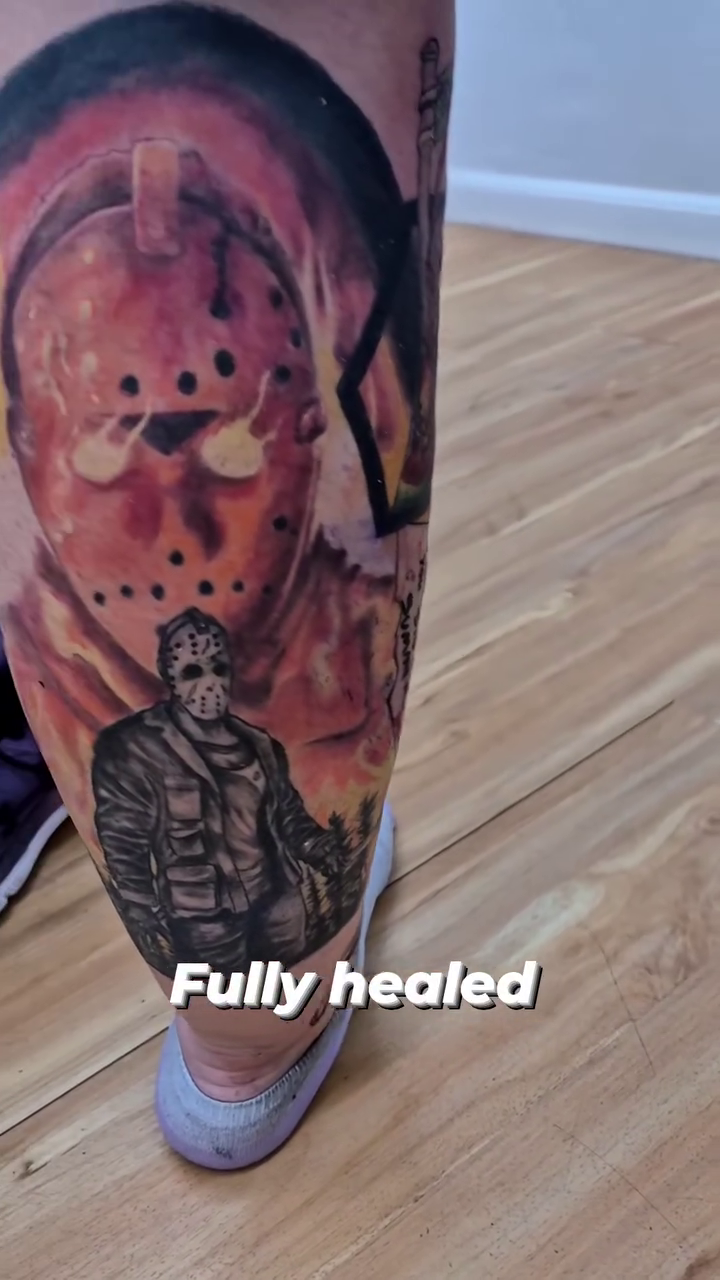 Jason Voorhees and Freddy Krueger dark realism tattoo by Chris TL Jones